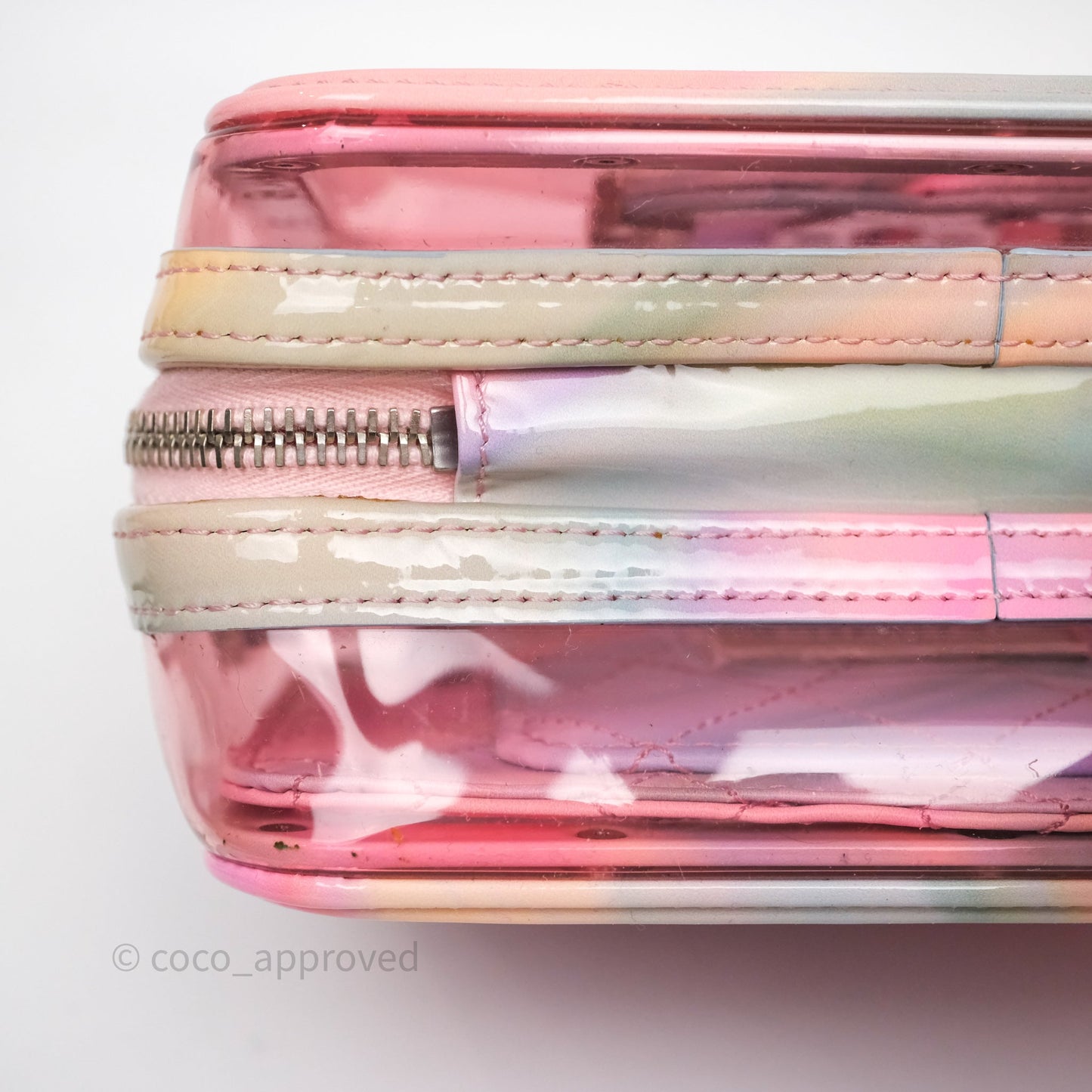 Chanel Filigree Pink Vanity Case PVC Silver Hardware