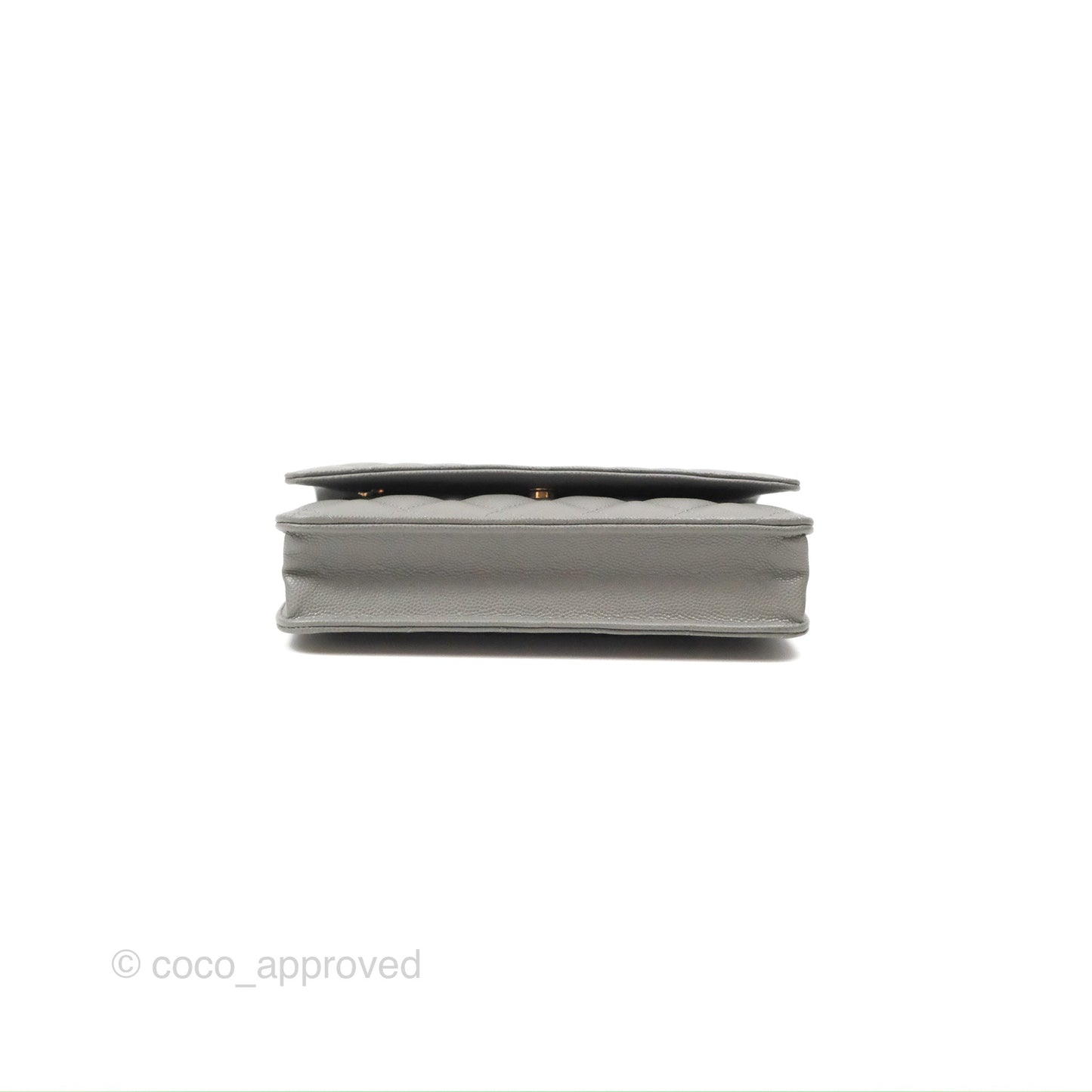 Chanel Classic Wallet on Chain WOC Quilted Grey Caviar Gold Hardware