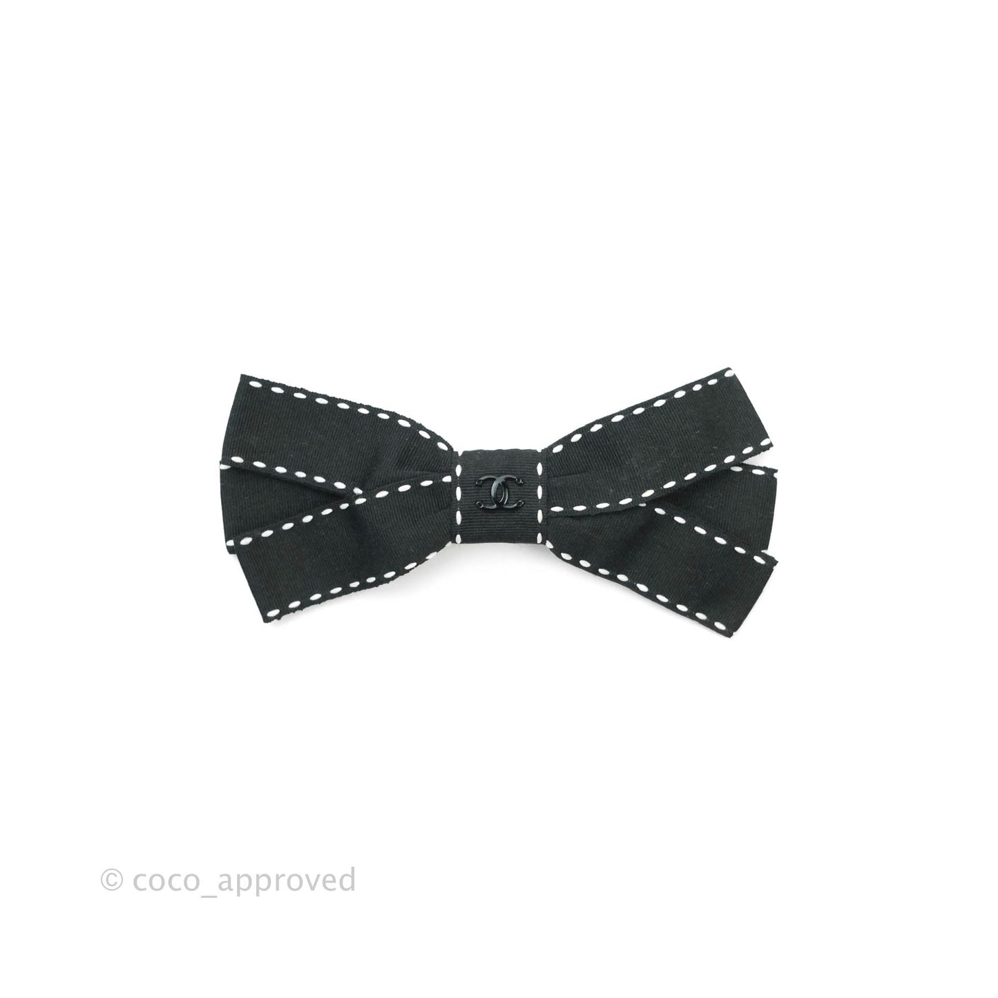 Chanel CC Ribbon Black Hair Barrette 17P