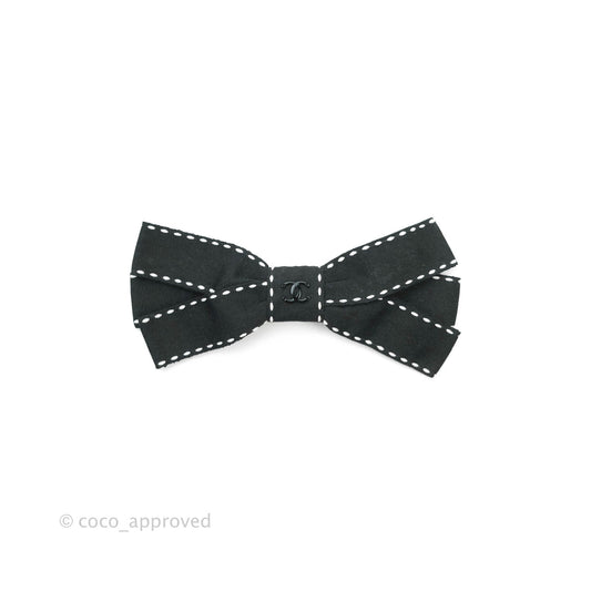 Chanel CC Ribbon Black Hair Barrette 17P