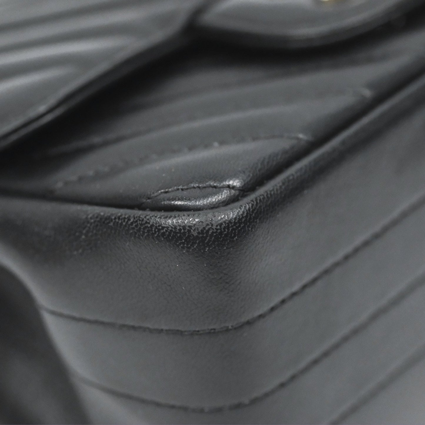 Chanel Mini Square Black Chevron Lambskin Silver Hardware