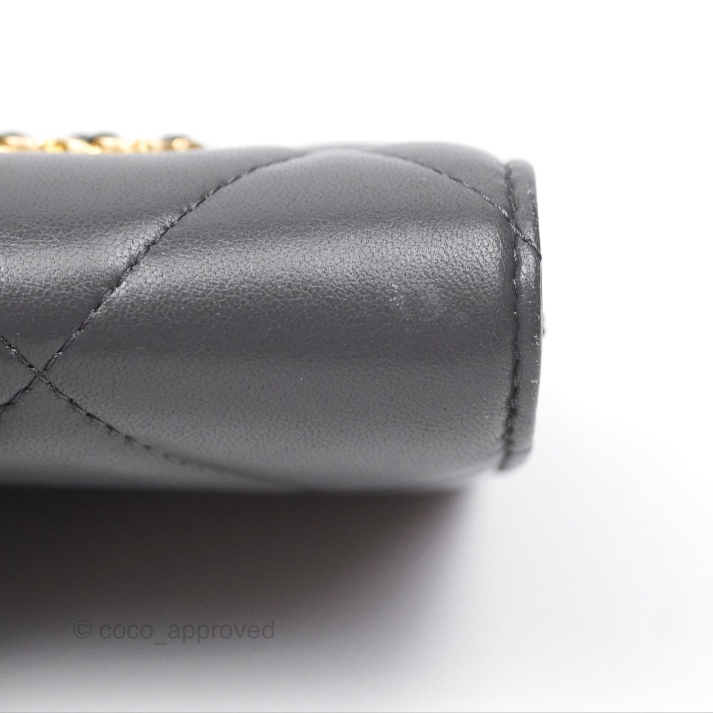 Chanel 19 Short Flap Wallet Grey Gold Hardware