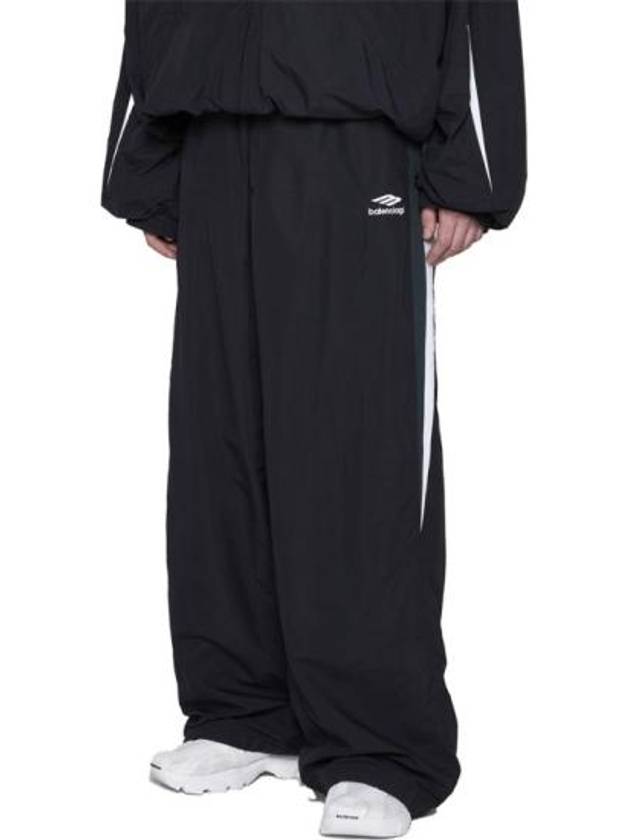 Luxury Balenciaga Embroidered Logo Nylon Track Pants Black