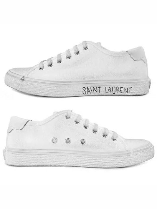Luxury Saint Laurent Women's Malibu Canvas Low Top Sneakers White