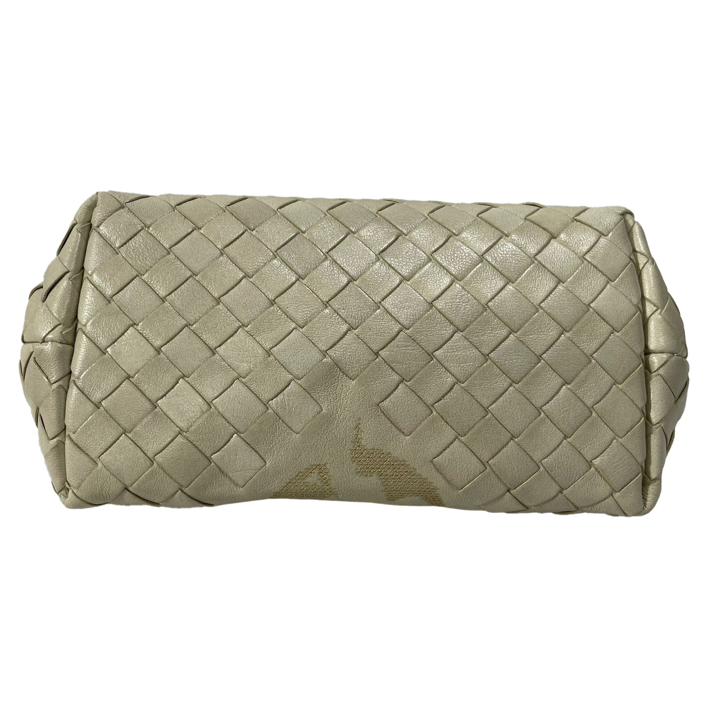 Luxury Bottega Veneta Butterfly Intrecciato Flap Clutch Bag in Beige Leather