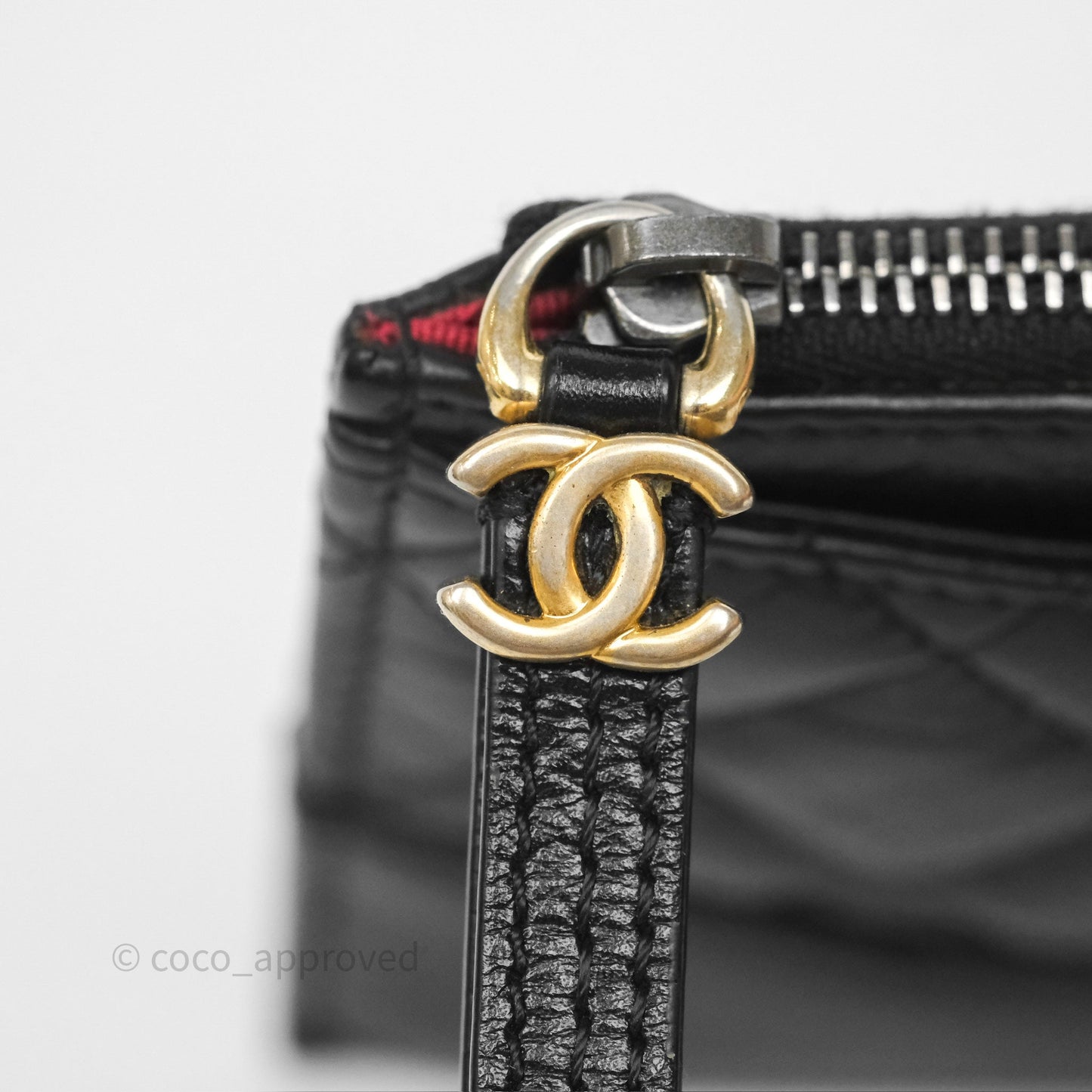 Chanel Quilted Gabrielle Zip Long Wallet Black