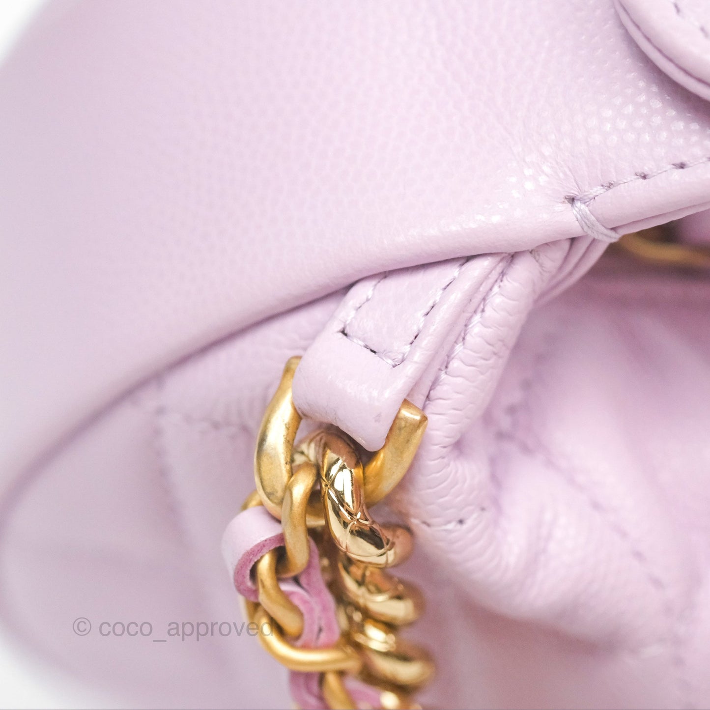 Chanel Bow Hobo Pouch Lilac Caviar Gold Hardware 24S