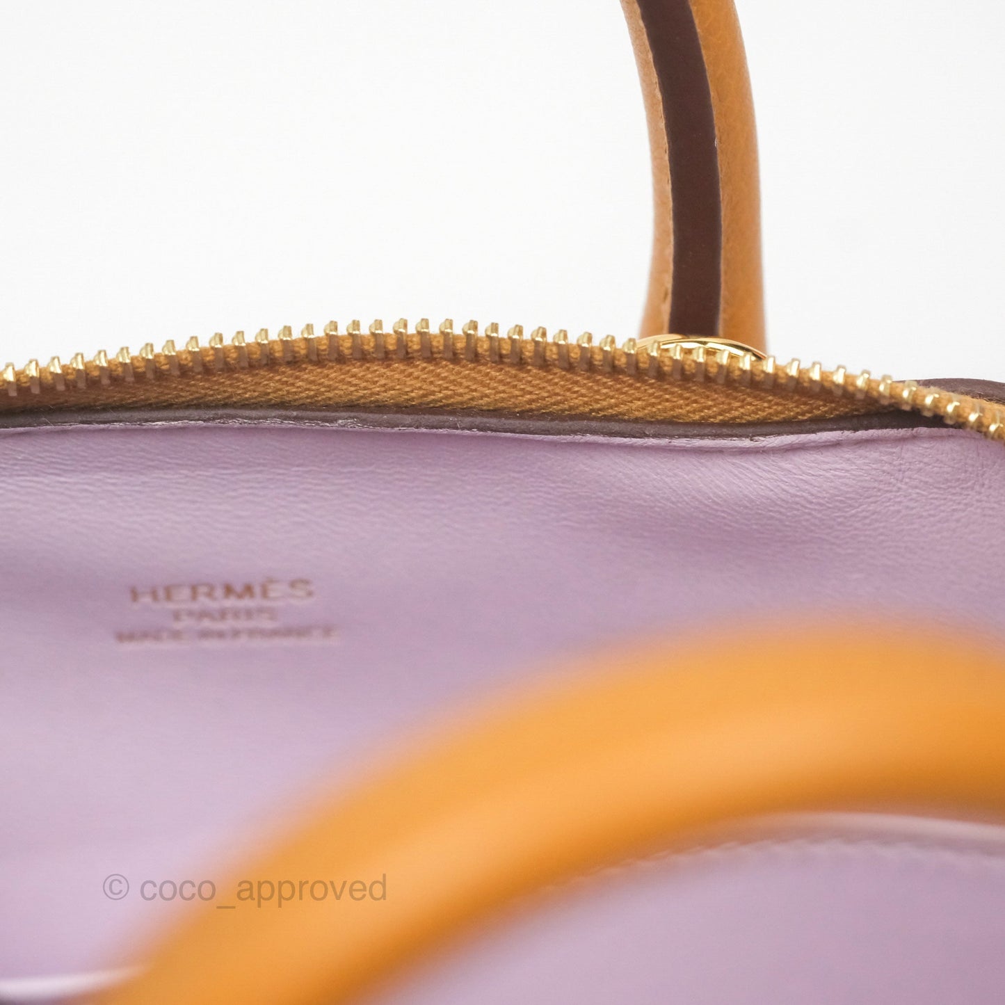 Hermès Bolide Mini 1923 Evercolor Caramel 28/ Mauve Pale 09 Gold Hardware
