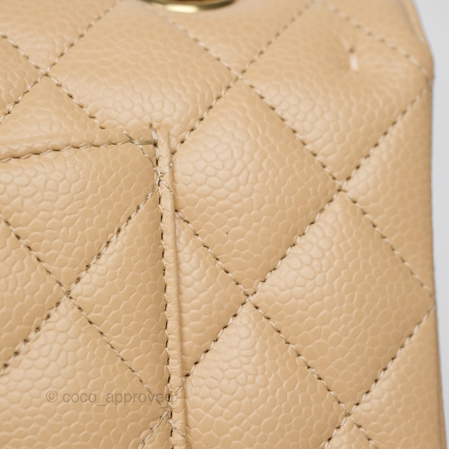 Chanel Classic M/L Medium Flap Quilted Beige Caviar Gold Hardware