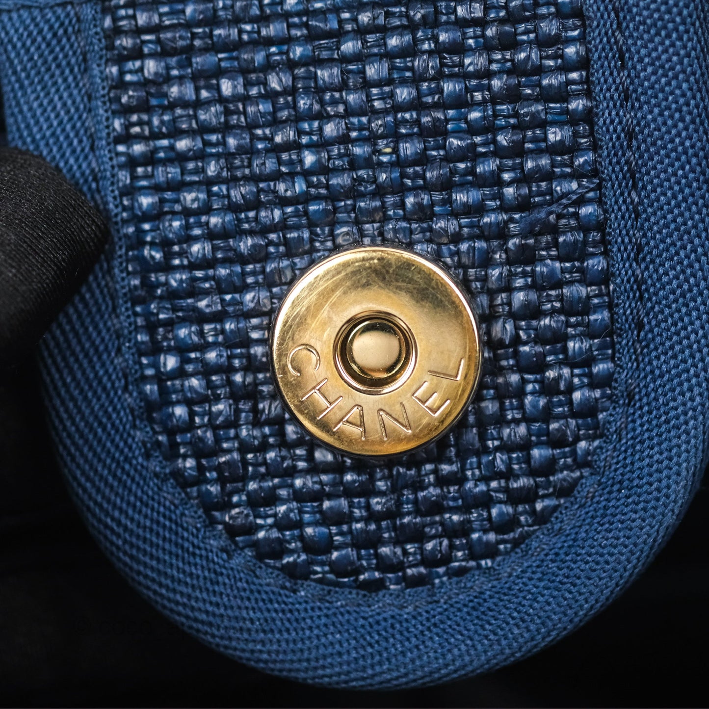 Chanel Medium Deauville Navy Canvas Gold Hardware