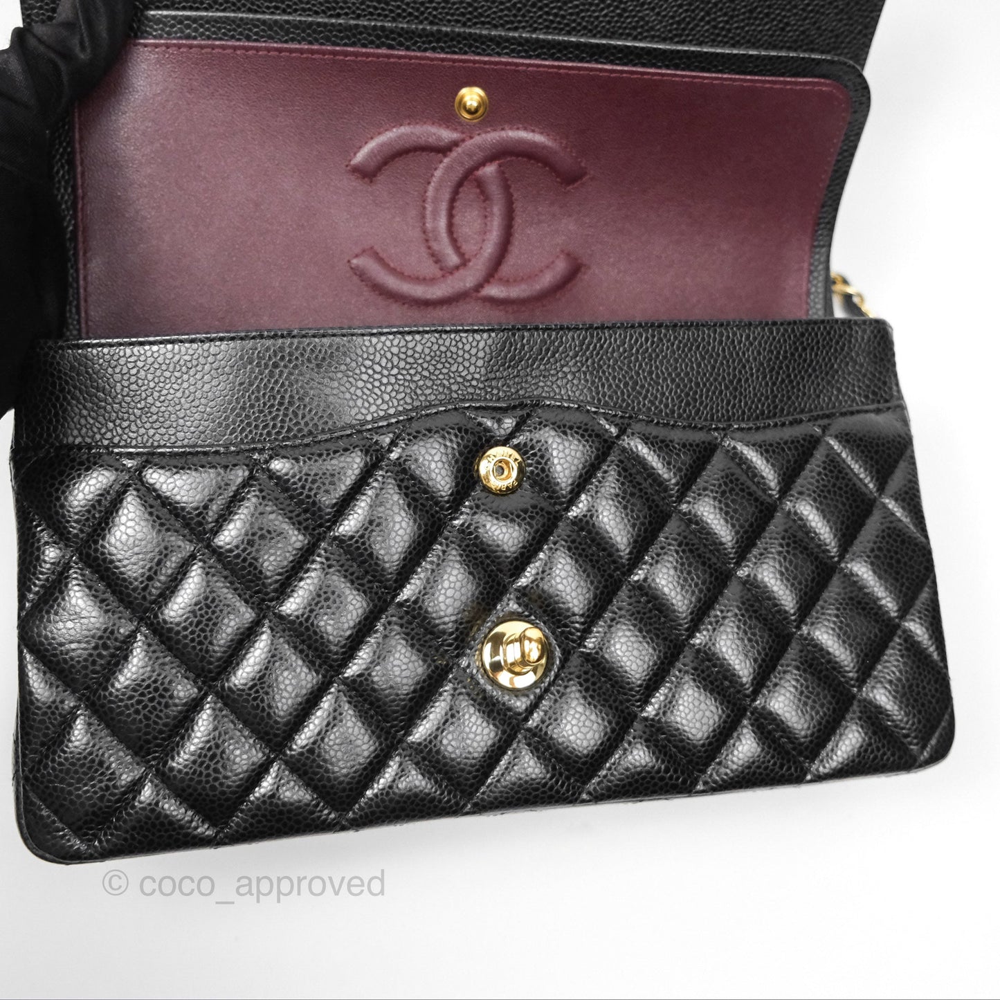 Chanel Classic M/L Medium Flap Quilted Black Caviar Gold Hardware