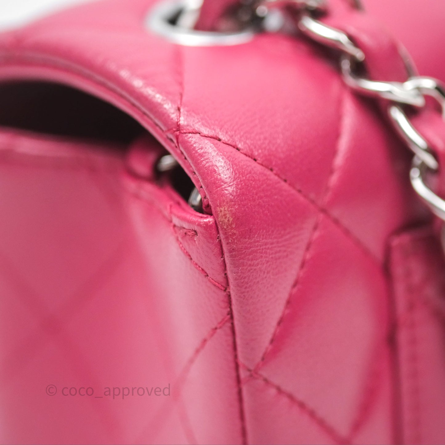 Chanel Quilted Mini Rectangular Flap Dark Pink Lambskin Silver Hardware
