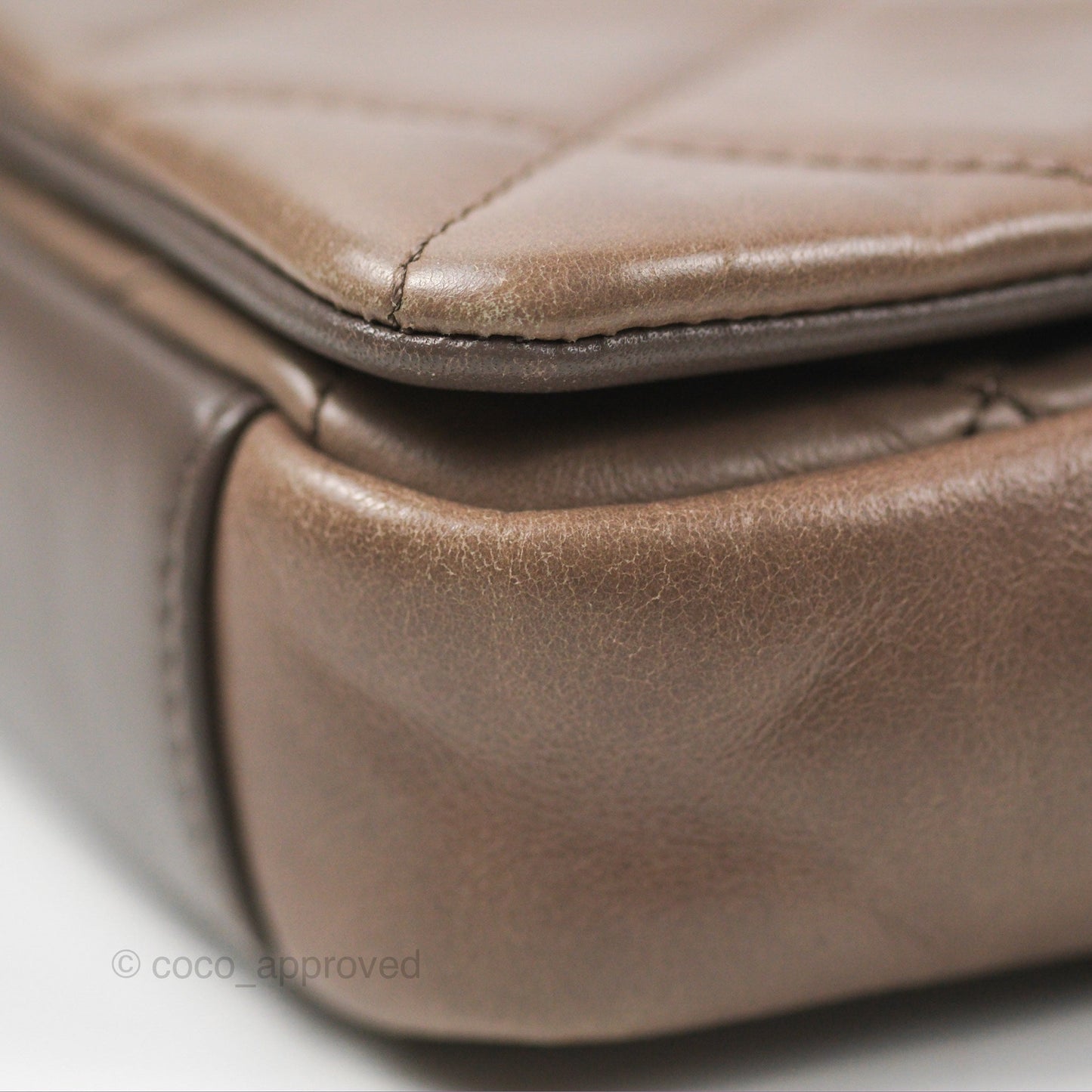 Chanel Gold Bar Single Flap Dark Grey Glazed Calfskin Gold Hardware