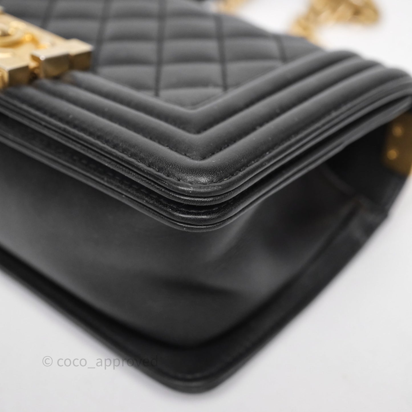 Chanel Small Boy Black Lambskin Aged Gold Hardware