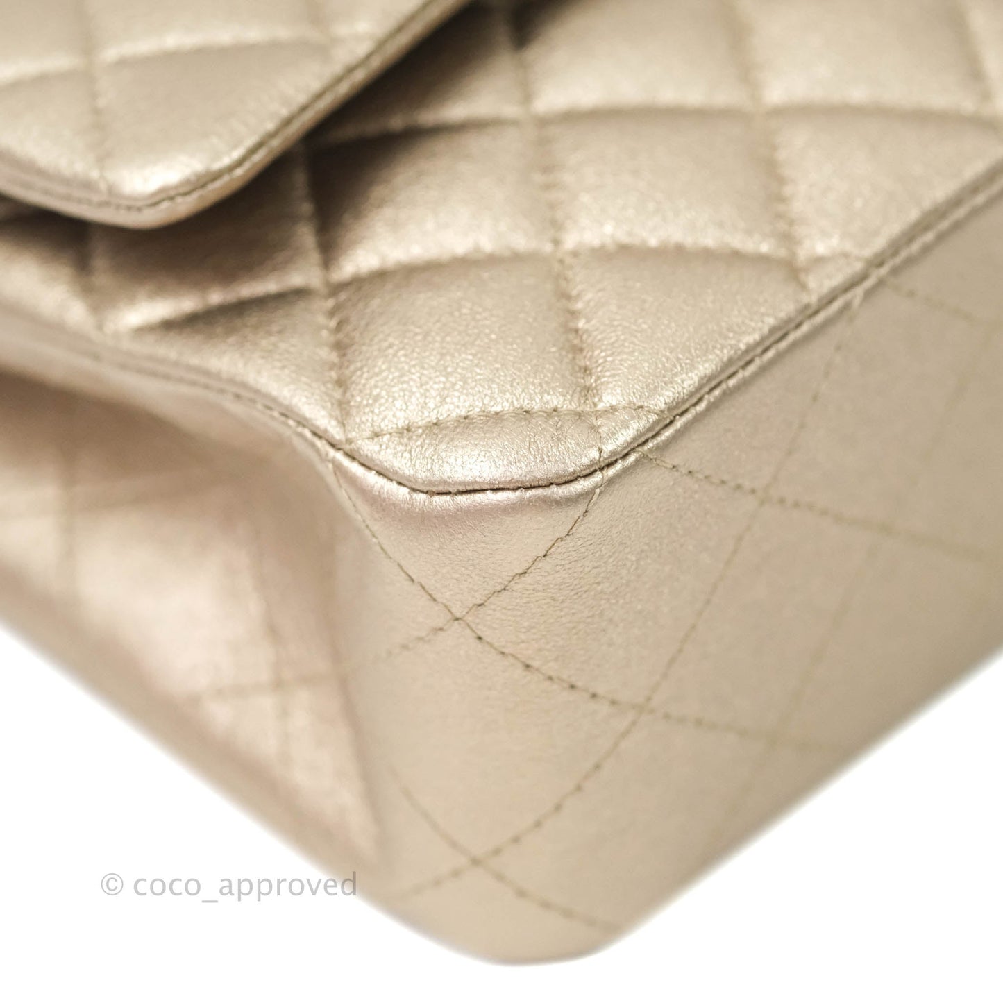 Chanel Classic M/L Medium Double Flap Metallic Bronze Lambskin Matte Silver Hardware