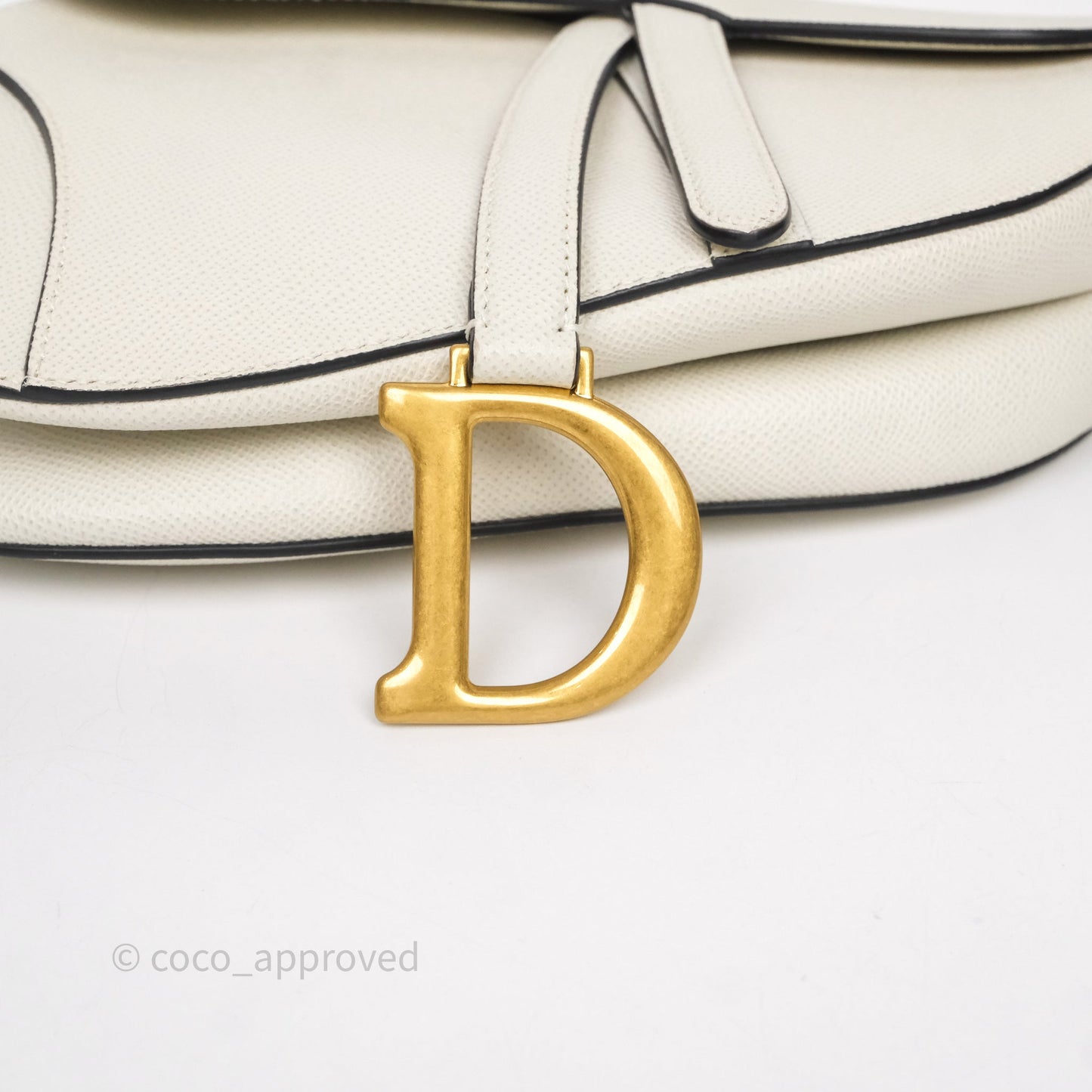 Christian Dior Saddle Bag White Grained Calfskin Gold Hardware