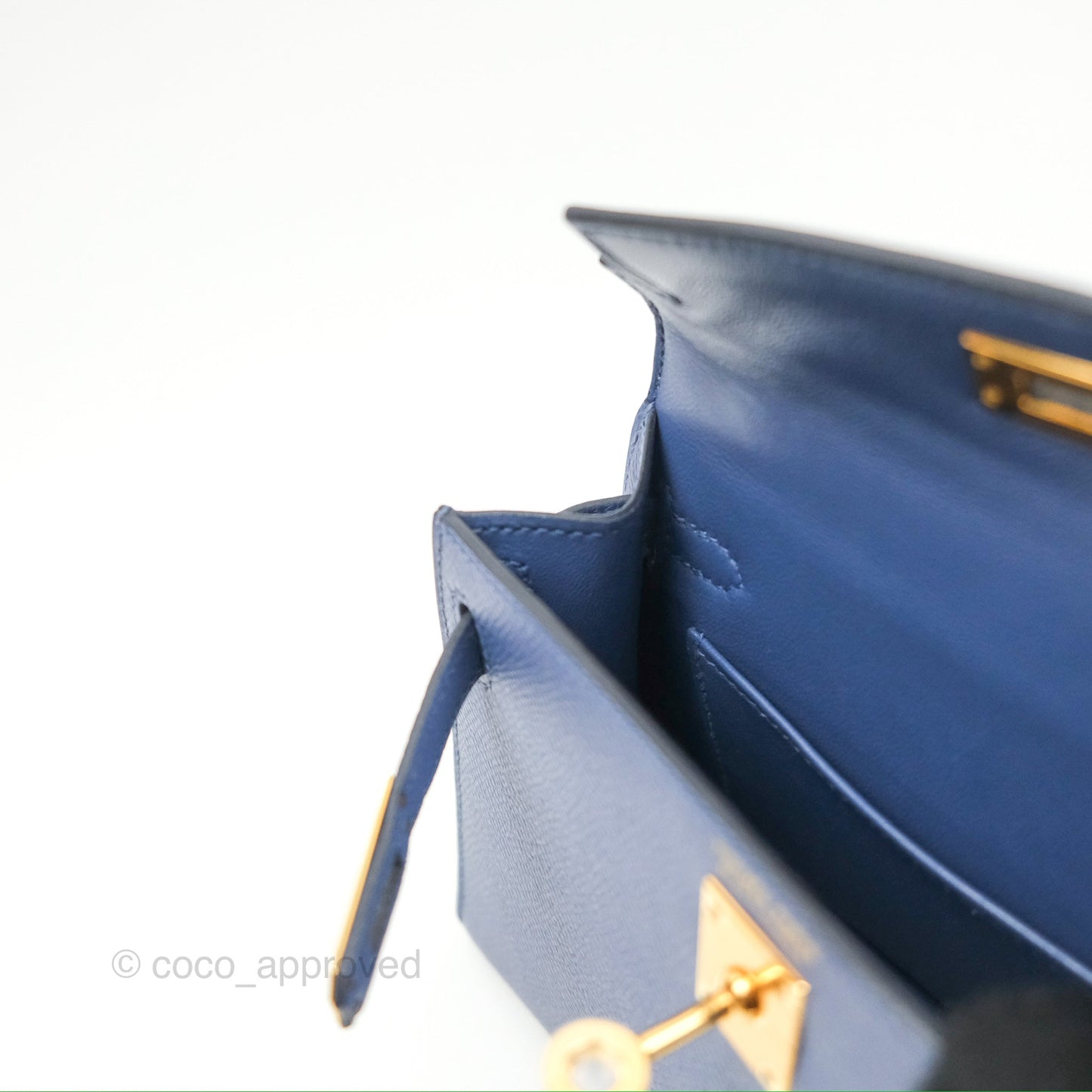 Hermès Mini Kelly II Bleu Brighton Epsom Gold Hardware