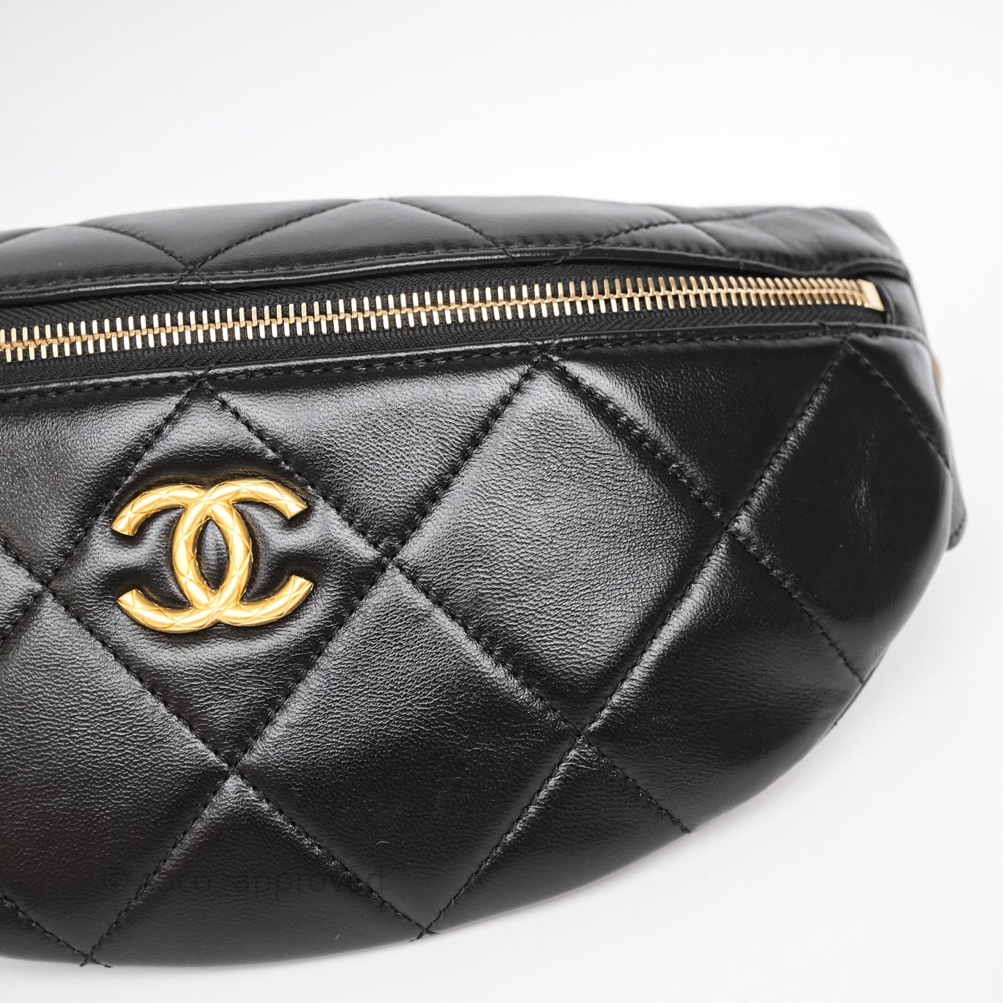 Chanel Quilted Waist Bag Lambskin Black Aged Gold Hardware