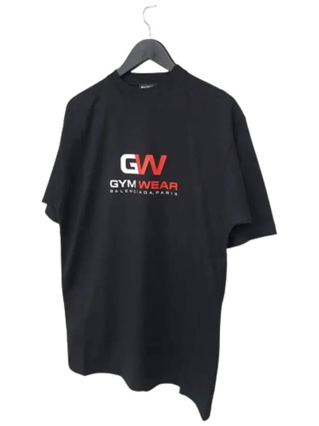 Luxury Balenciaga Gym Wear Logo Print Short Sleeve T-Shirt Black
