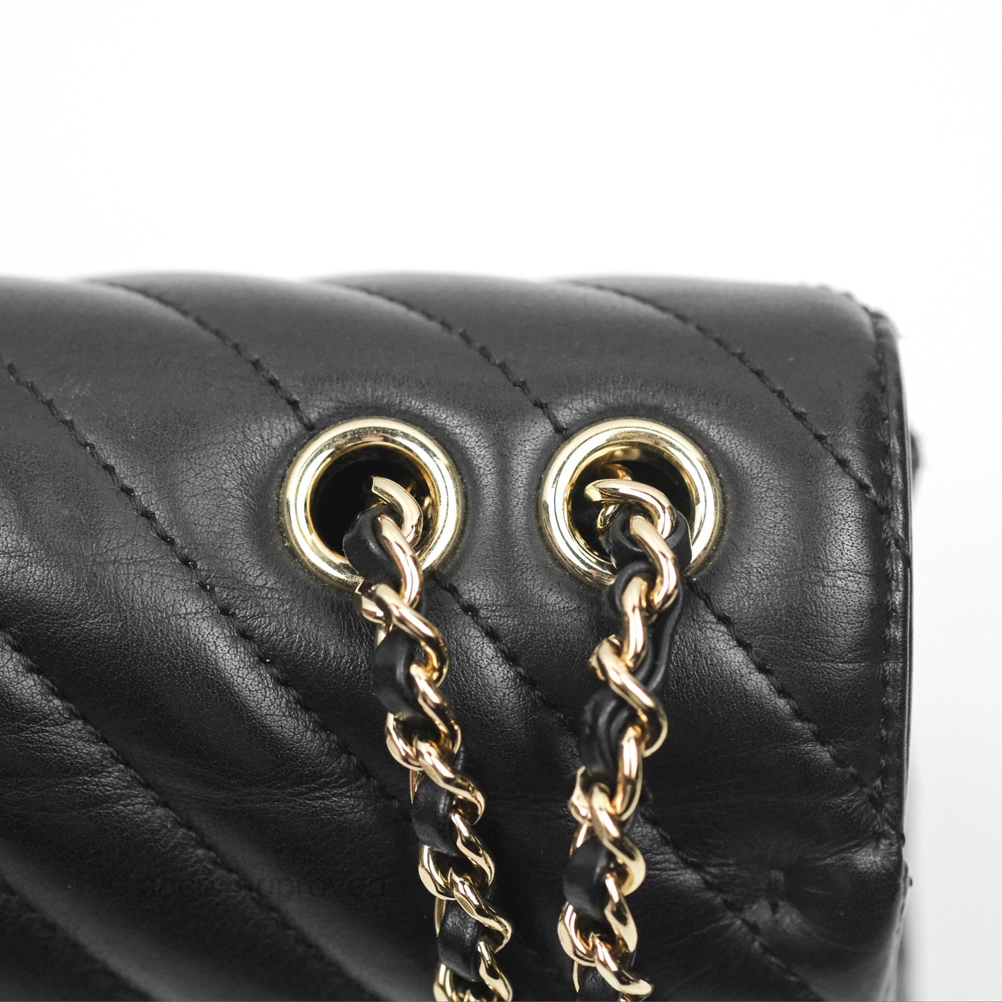 Chanel Small Statement Chevron Flap Bag Black Calfskin Gold Hardware