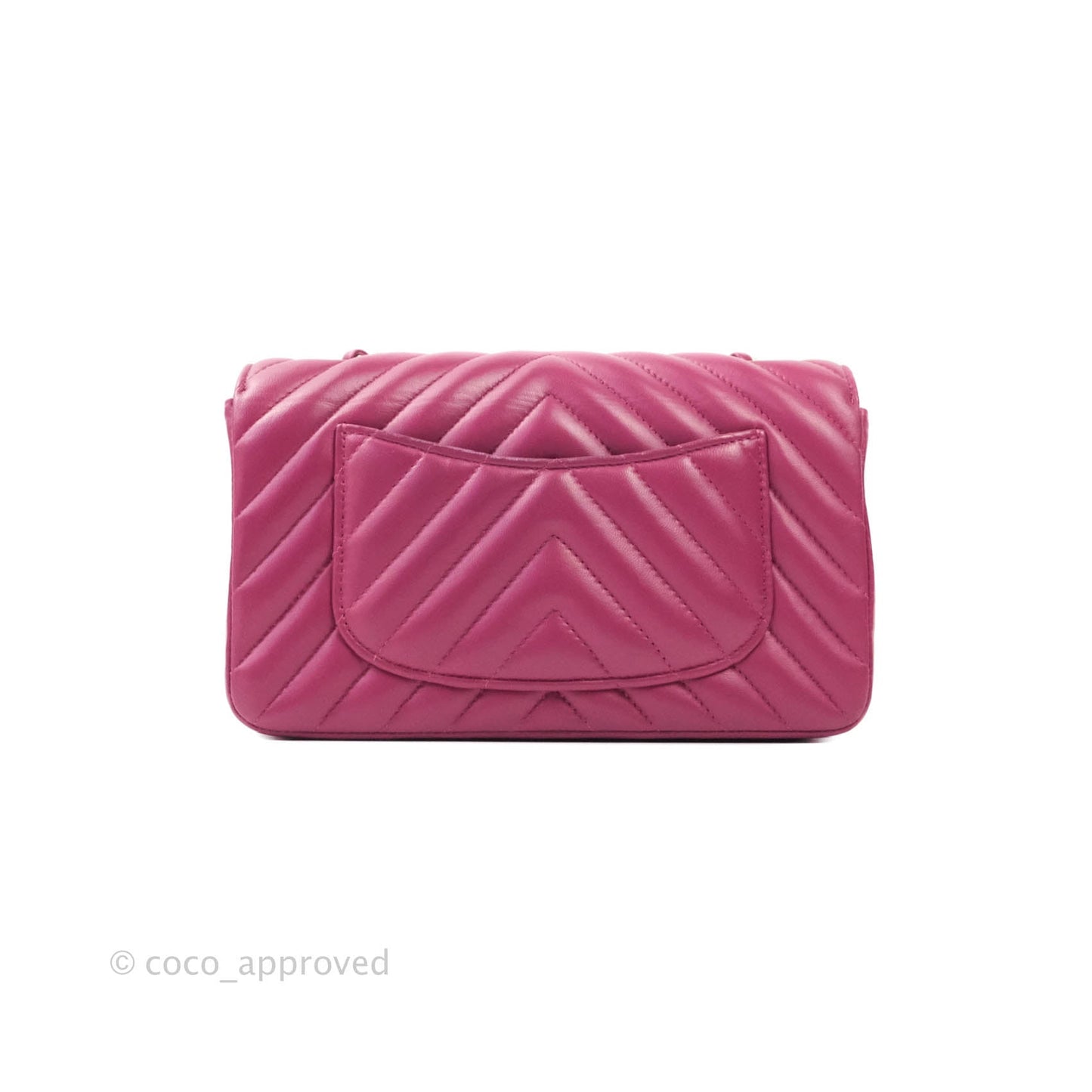 Chanel Chevron Mini Rectangular Lambskin Flap Bag Dark Pink Gold Hardware