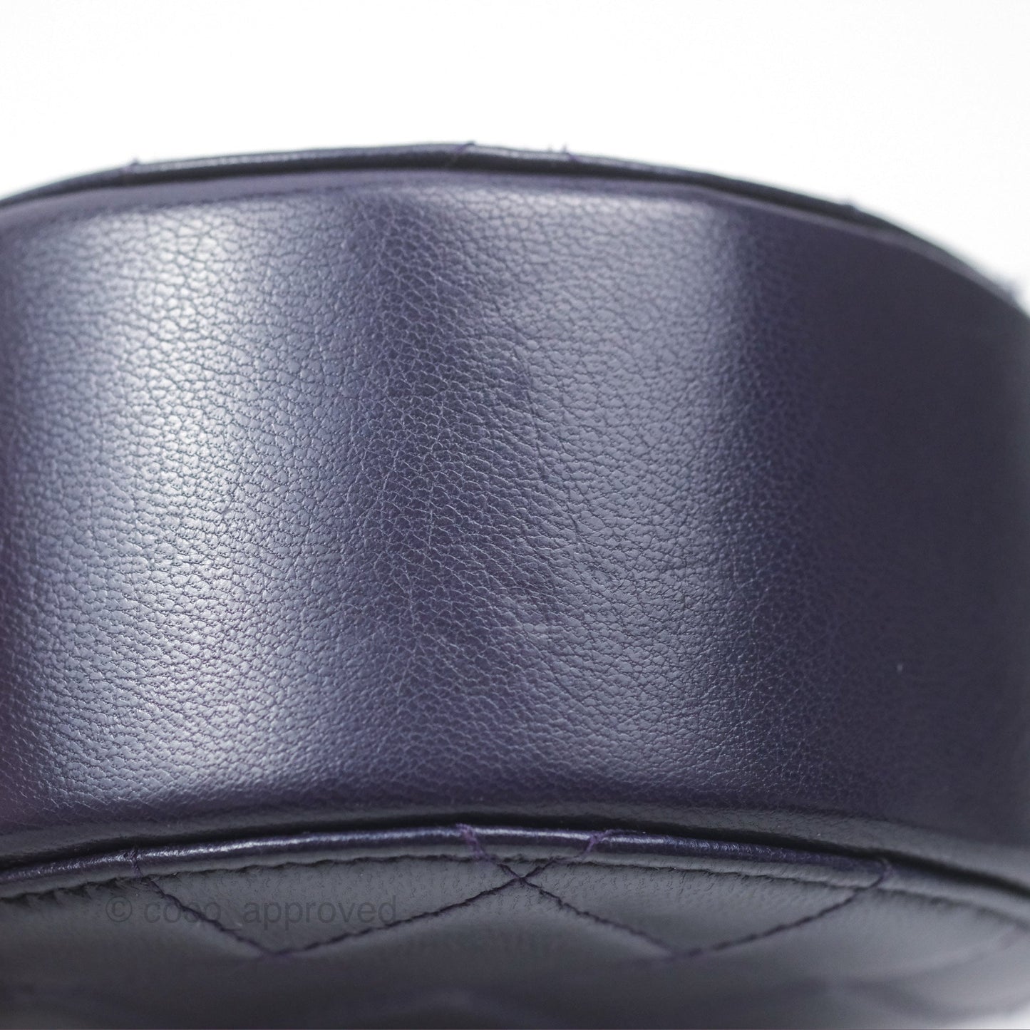 Chanel Quilted Round Clutch with Chain Dark Purple Calfskin Gold Hardware