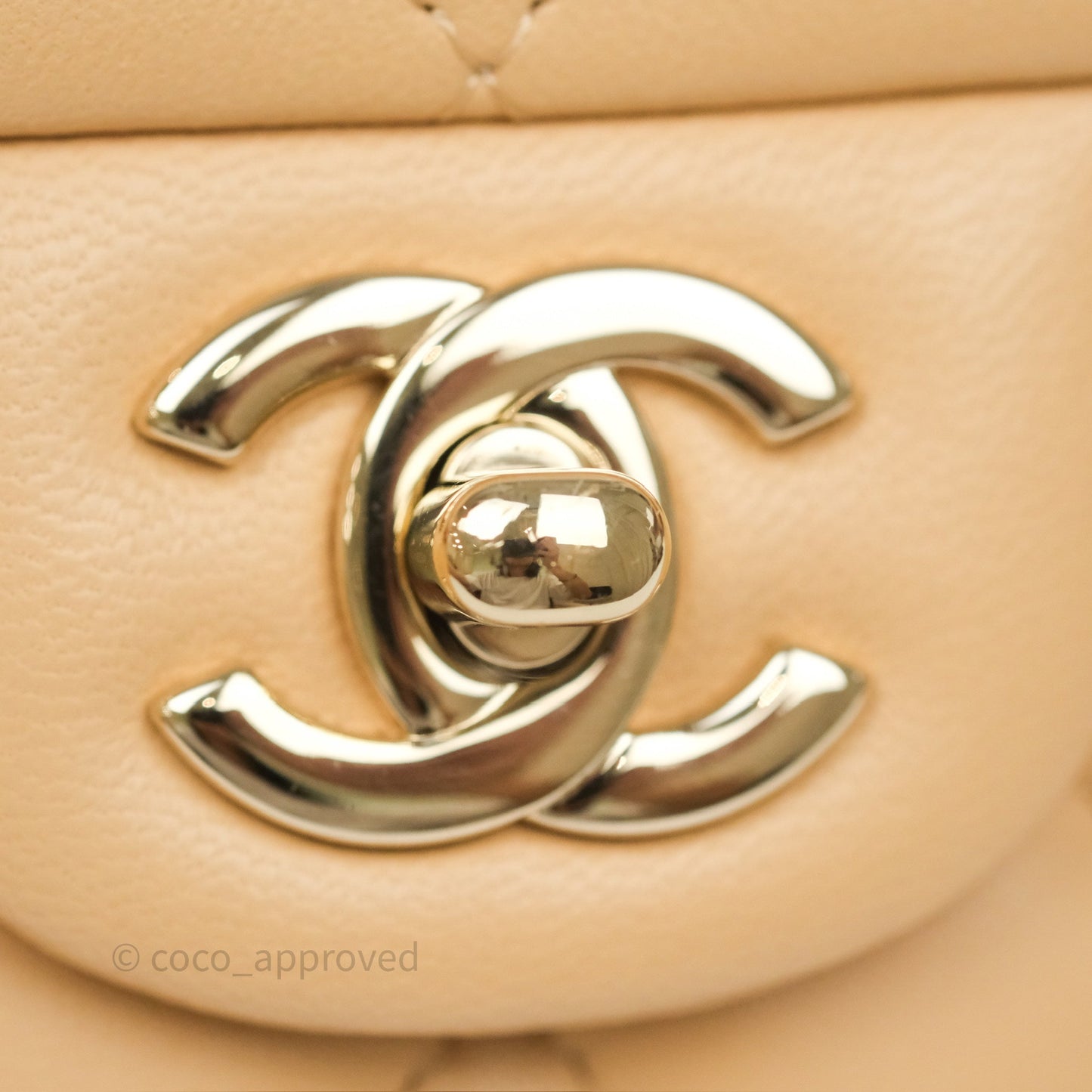 Chanel Mini Rectangular Quilted Beige Lambskin Gold Hardware