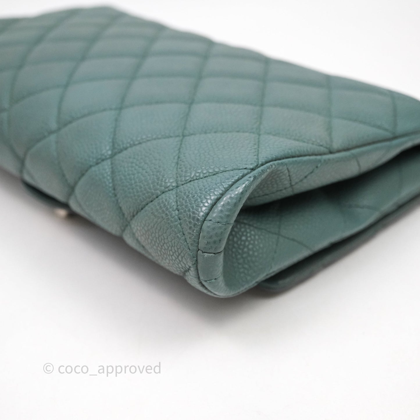 Chanel Quilted Clutch with Chain Green Caviar Gold Hardware