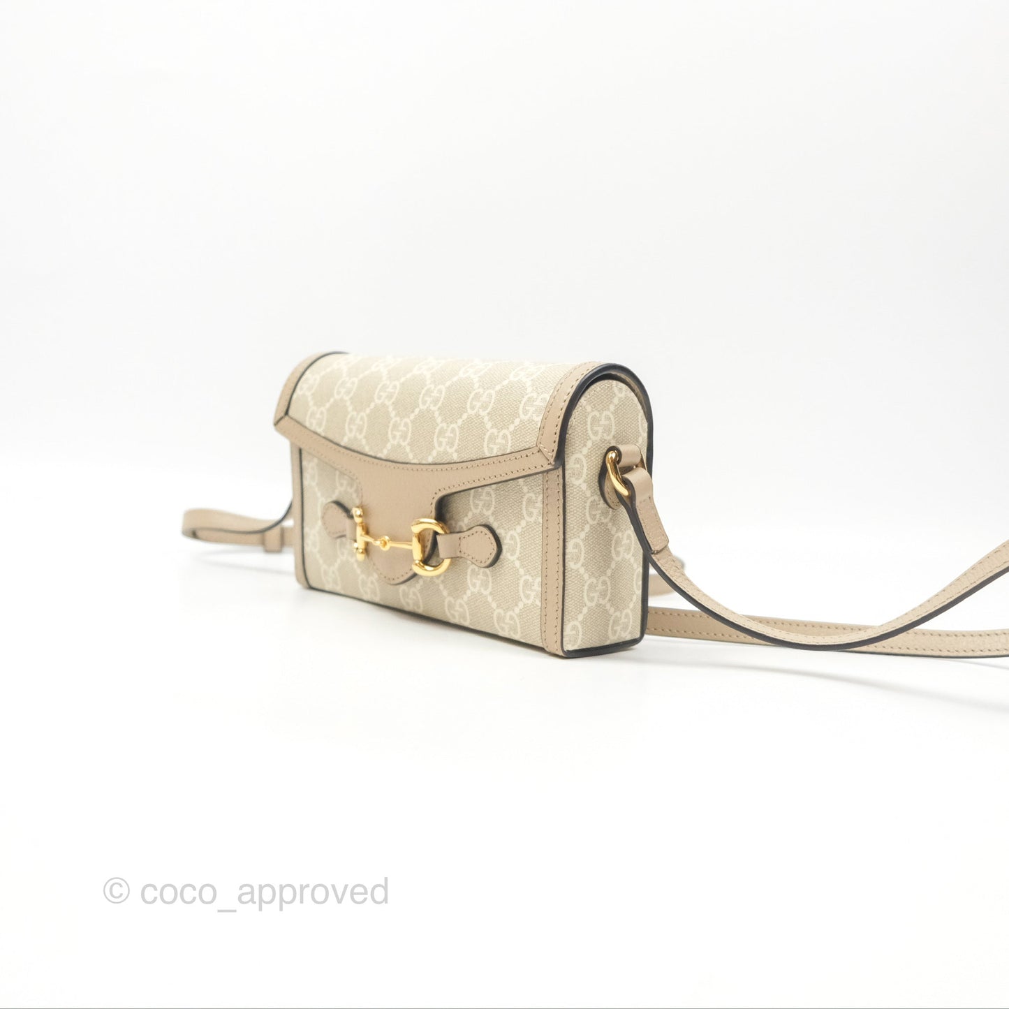 Gucci Horsebit 1955 Mini Bag Beige/White GG Supreme Canvas