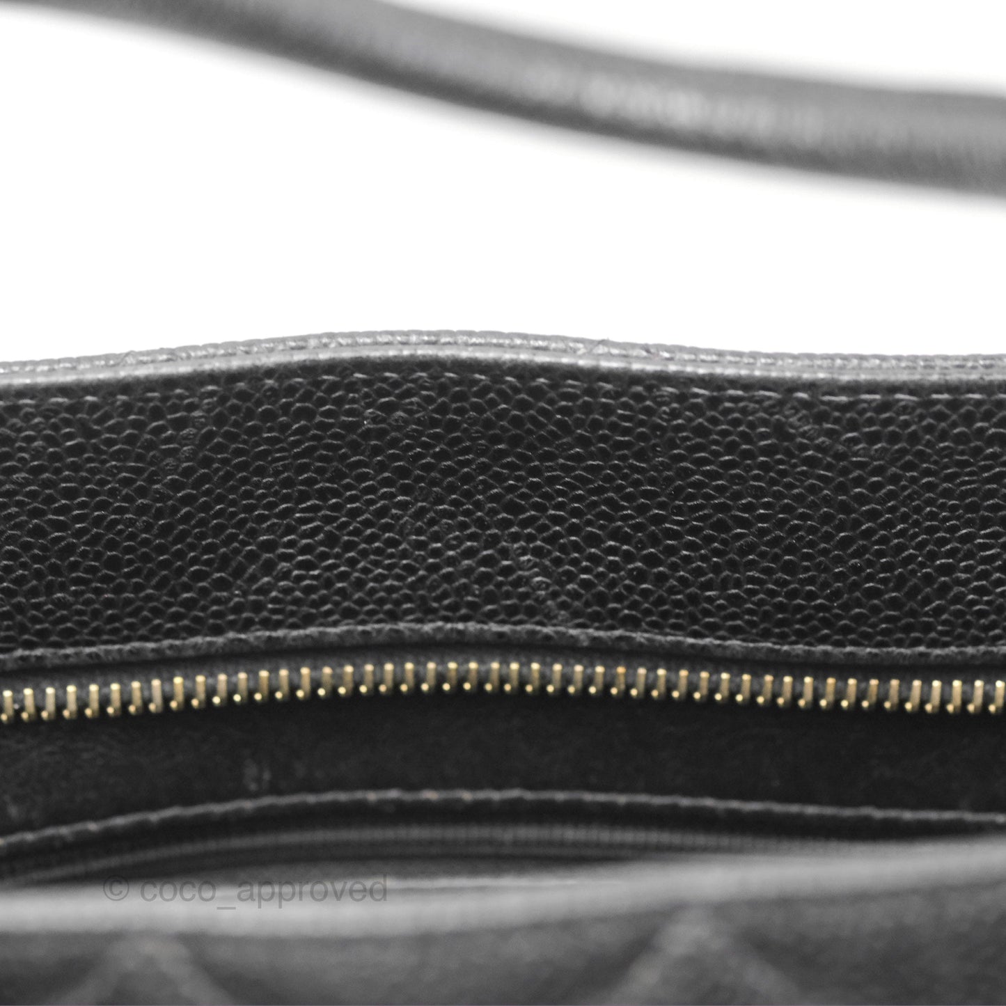 Chanel Vintage Medallion CC Black Caviar Tote Bag Gold Hardware