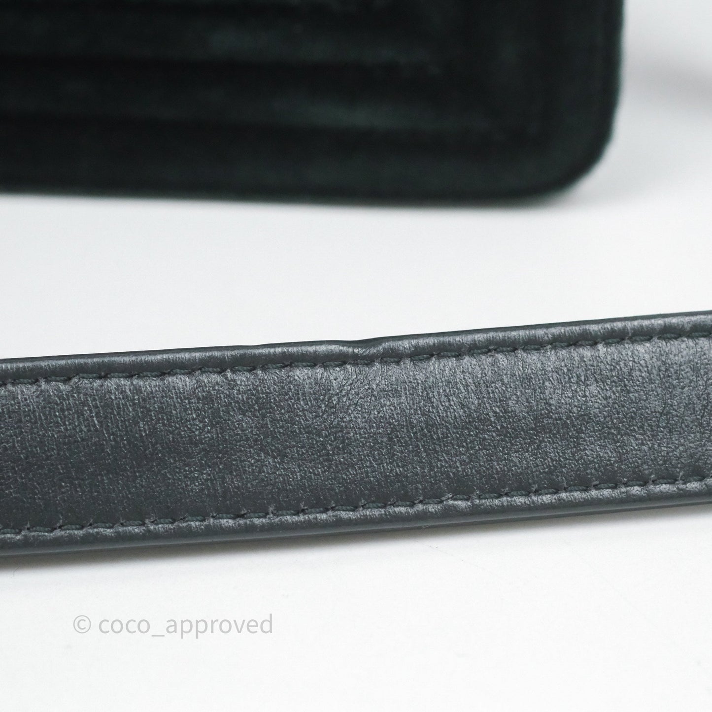 Chanel Small Boy Quilted Dark Green Velvet Ruthenium Hardware