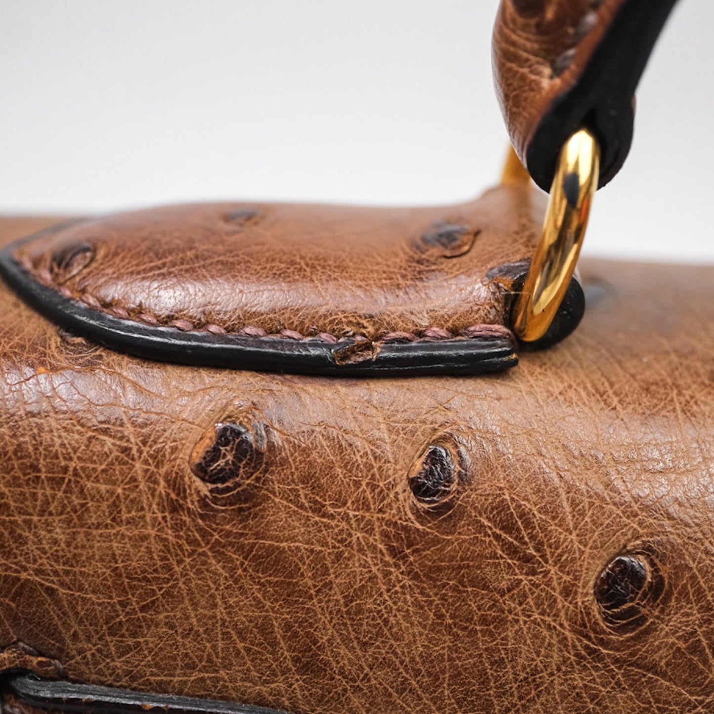 Hermès Kelly 28 Chocolate Ostrish Sellier Gold Hardware