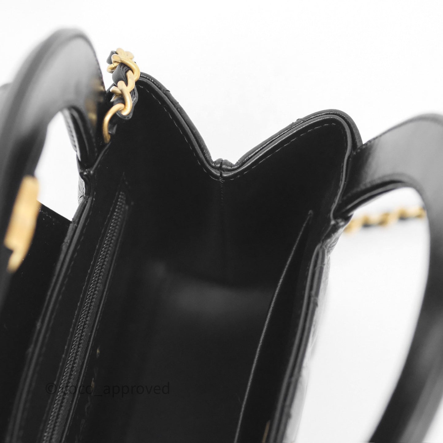 Chanel Kelly Bag Quilted Black Shiny Crumpled Calfskin Aged Gold Hardware