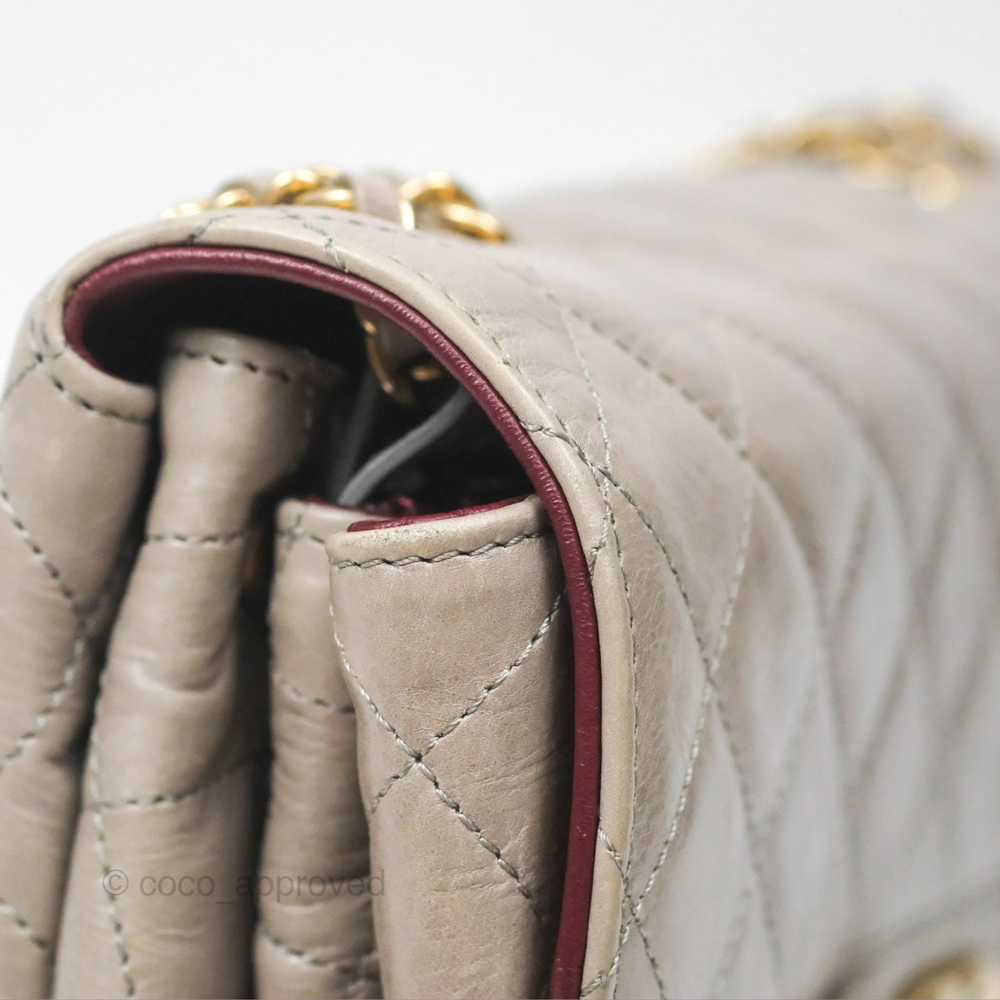 Chanel Accordion Flap Bag Taupe Crinkled Glazed Calfskin