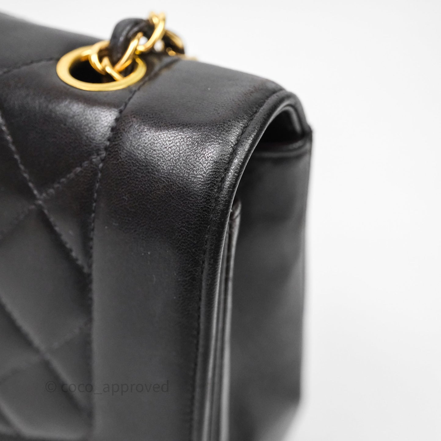 Chanel Vintage Medium Classic Diana Flap Bag Black Lambskin 24K Gold Hardware