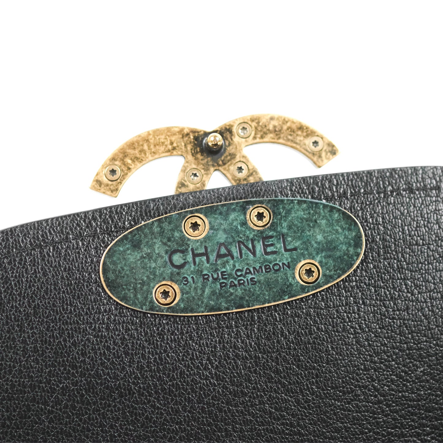 Chanel Small Coco Curve Flap Black Goatskin Antique Gold Hardware