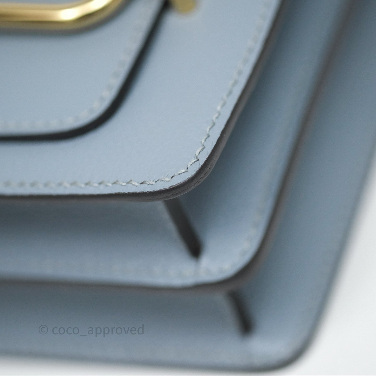 Hermès Roulis Mini 18 Bleu Lin J7 Evercolour Gold Hardware