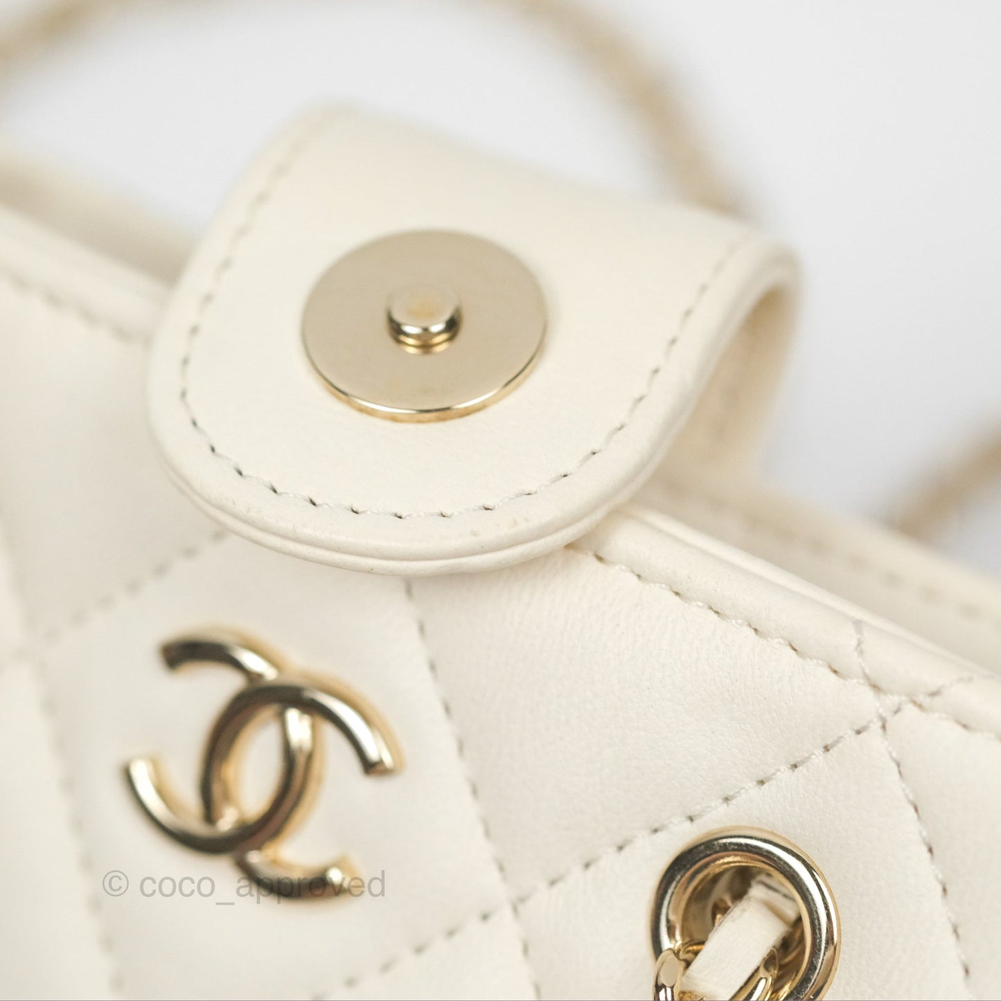 Chanel Mini Square Clutch with Chain Ivory Lambskin Gold Hardware 22C