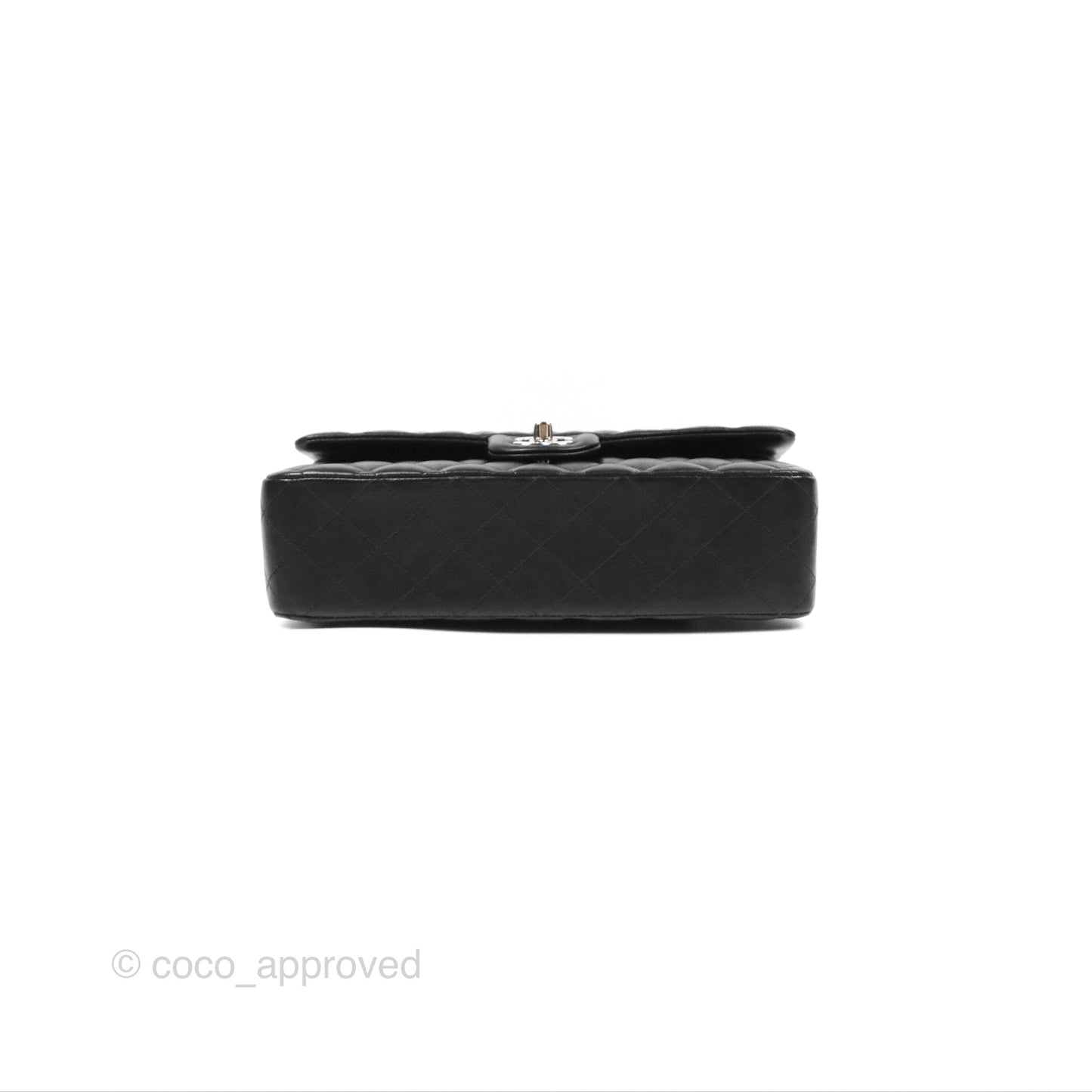 Chanel Classic M/L Medium Flap Quilted Black Lambskin Silver Hardware