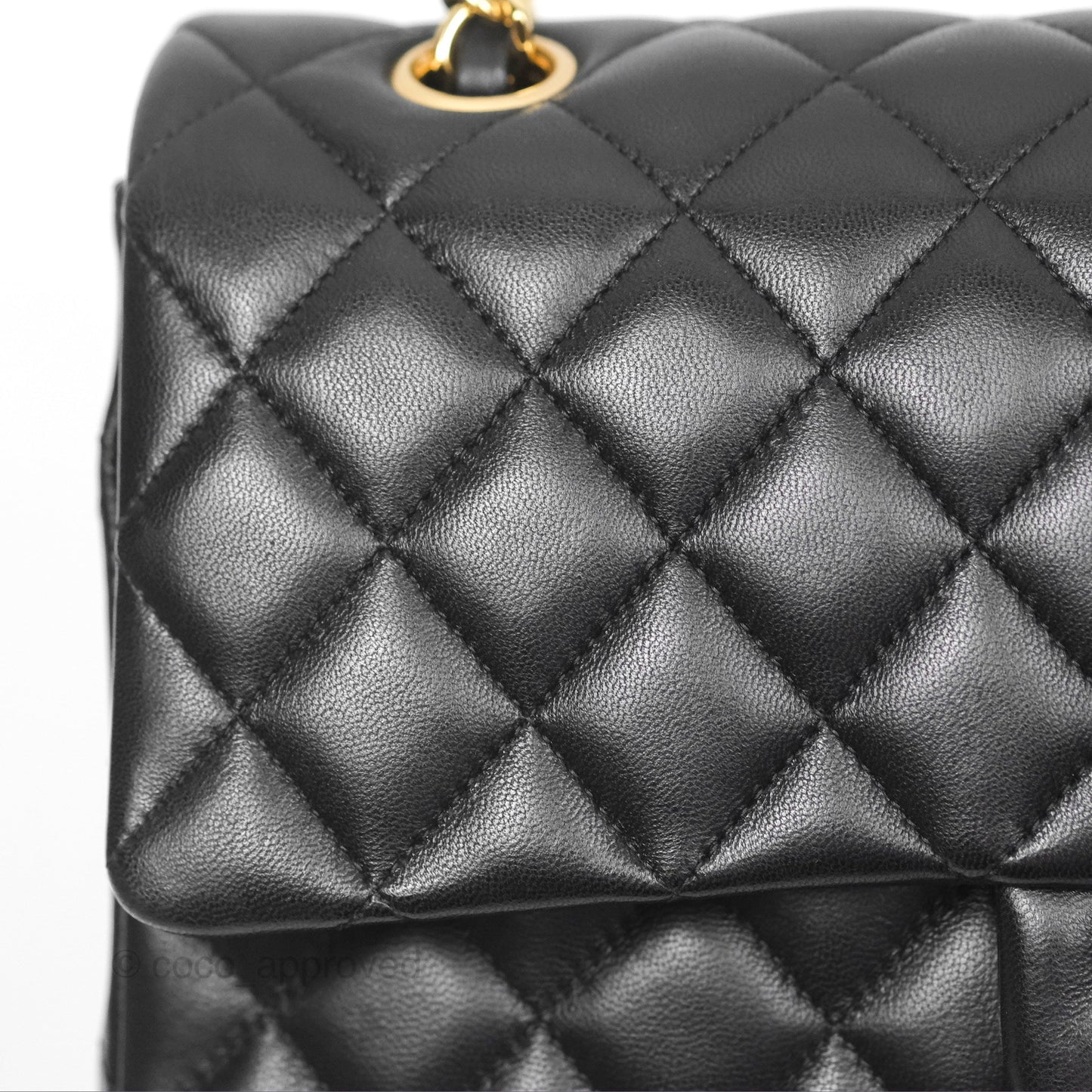 Chanel Classic M/L Medium Flap Quilted Black Lambskin Gold Hardware