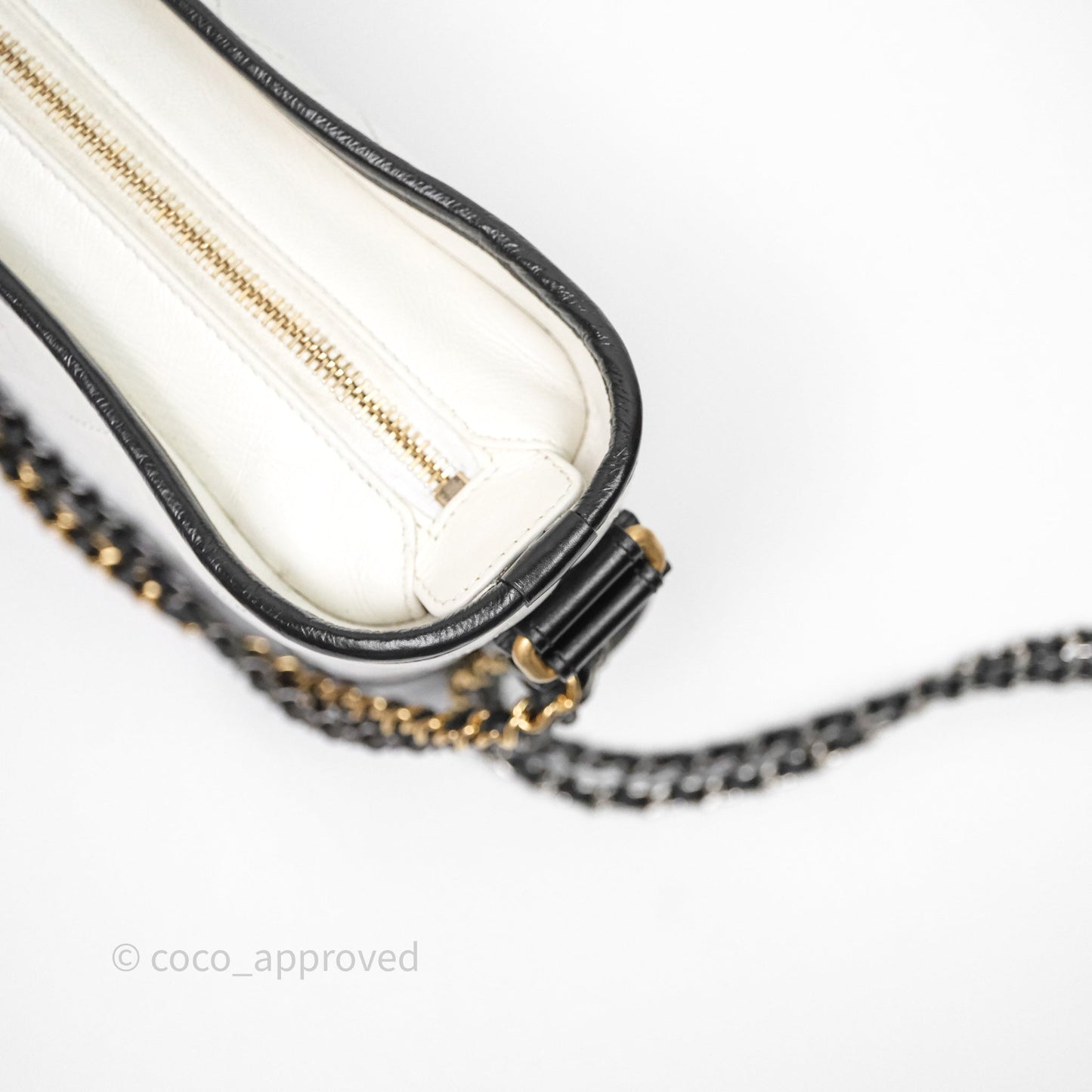 Chanel Quilted Small Gabrielle Hobo Black White Aged Calfskin Mixed Hardware