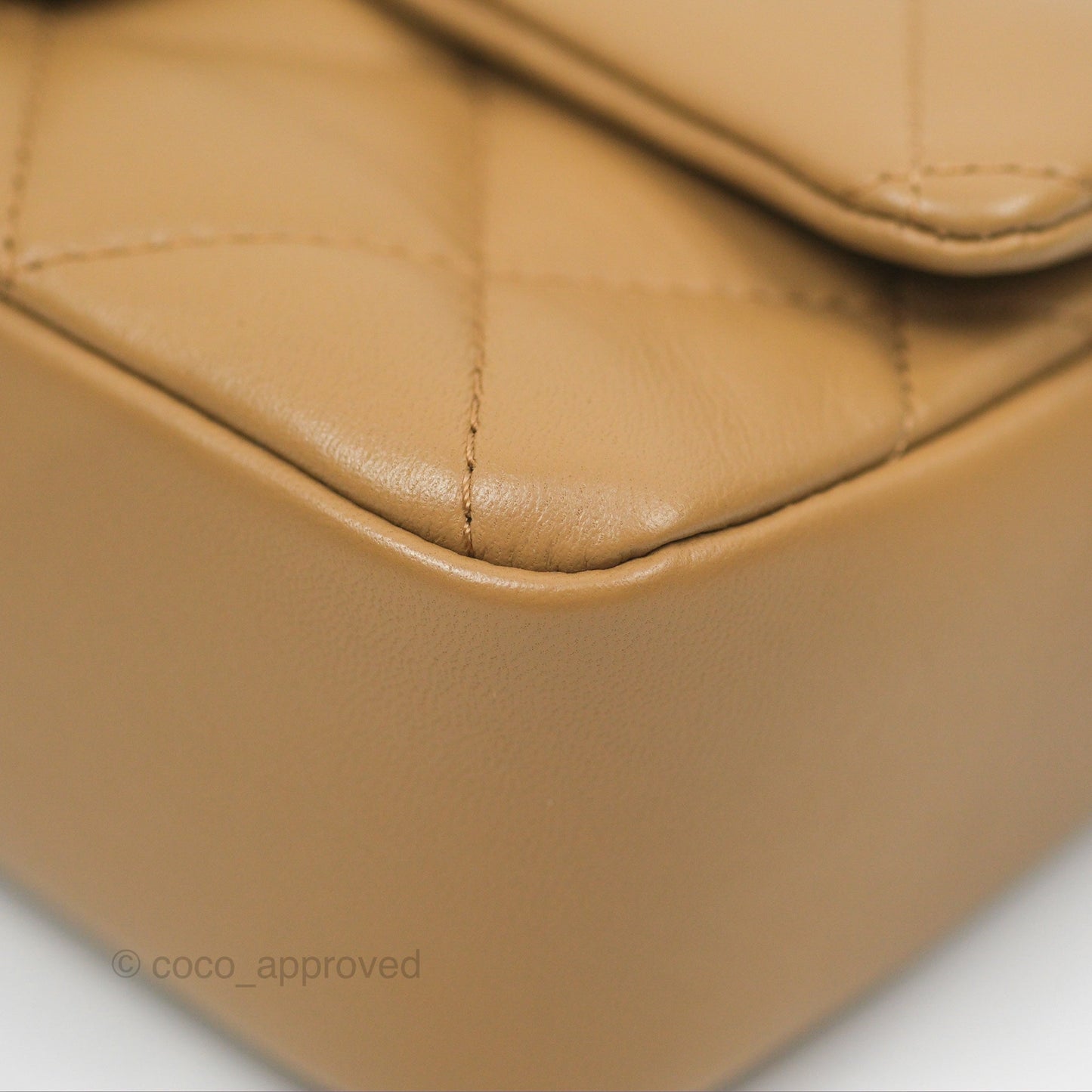 Chanel Mini Flap Bag With Heart CC Charm Dark Beige Lambskin Aged Gold Hardware