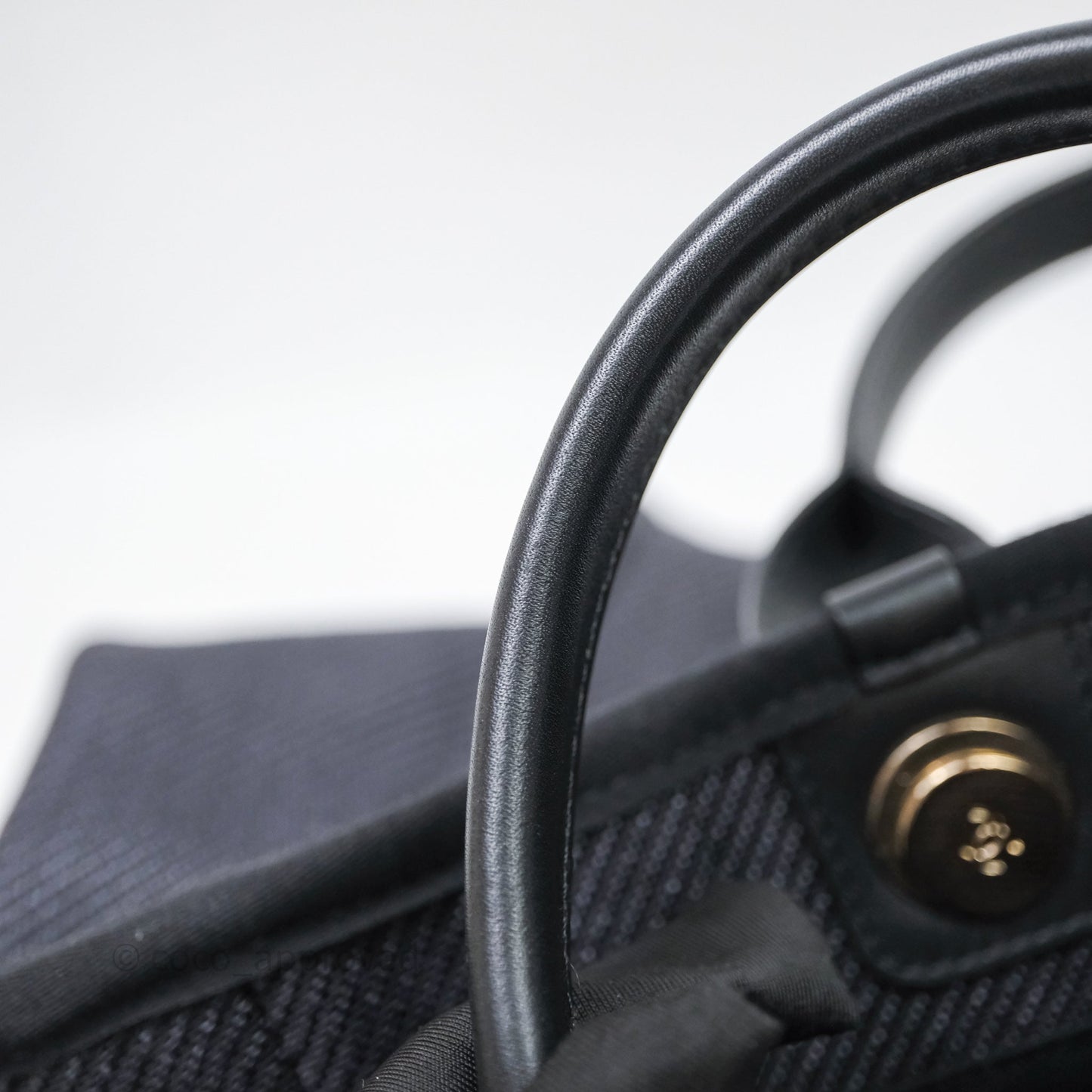 Chanel Large Deauville Charcoal Grey Canvas Light Gold Hardware