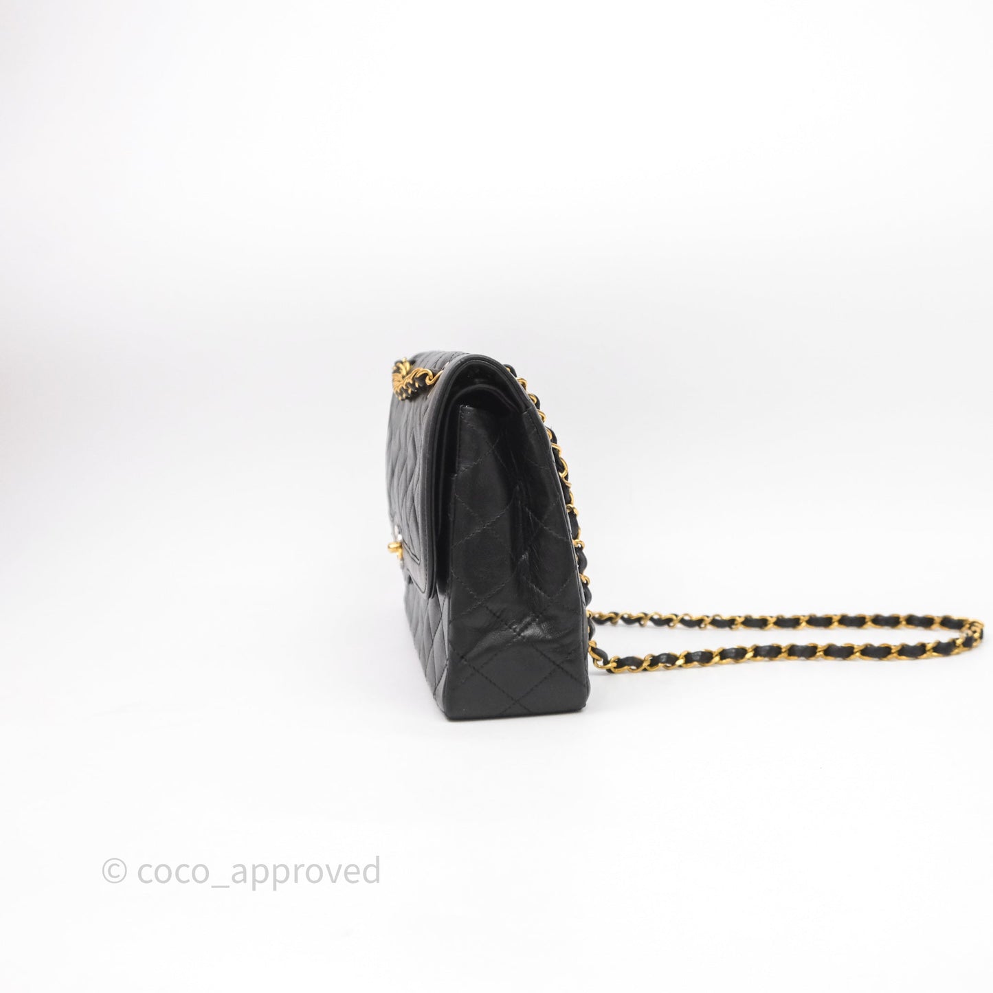 Chanel Quilted Vintage Flap Bag Lambskin Black 24K Gold Hardware