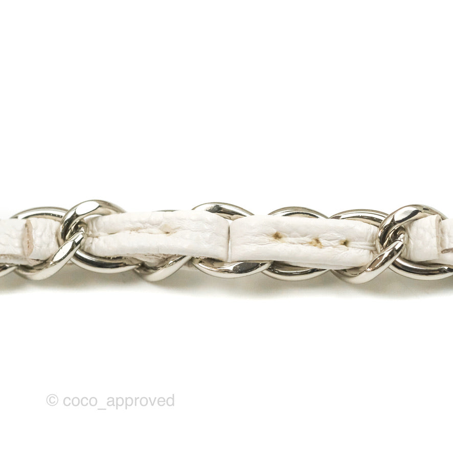 Chanel Classic M/L Medium Double Flap White Caviar Silver Hardware