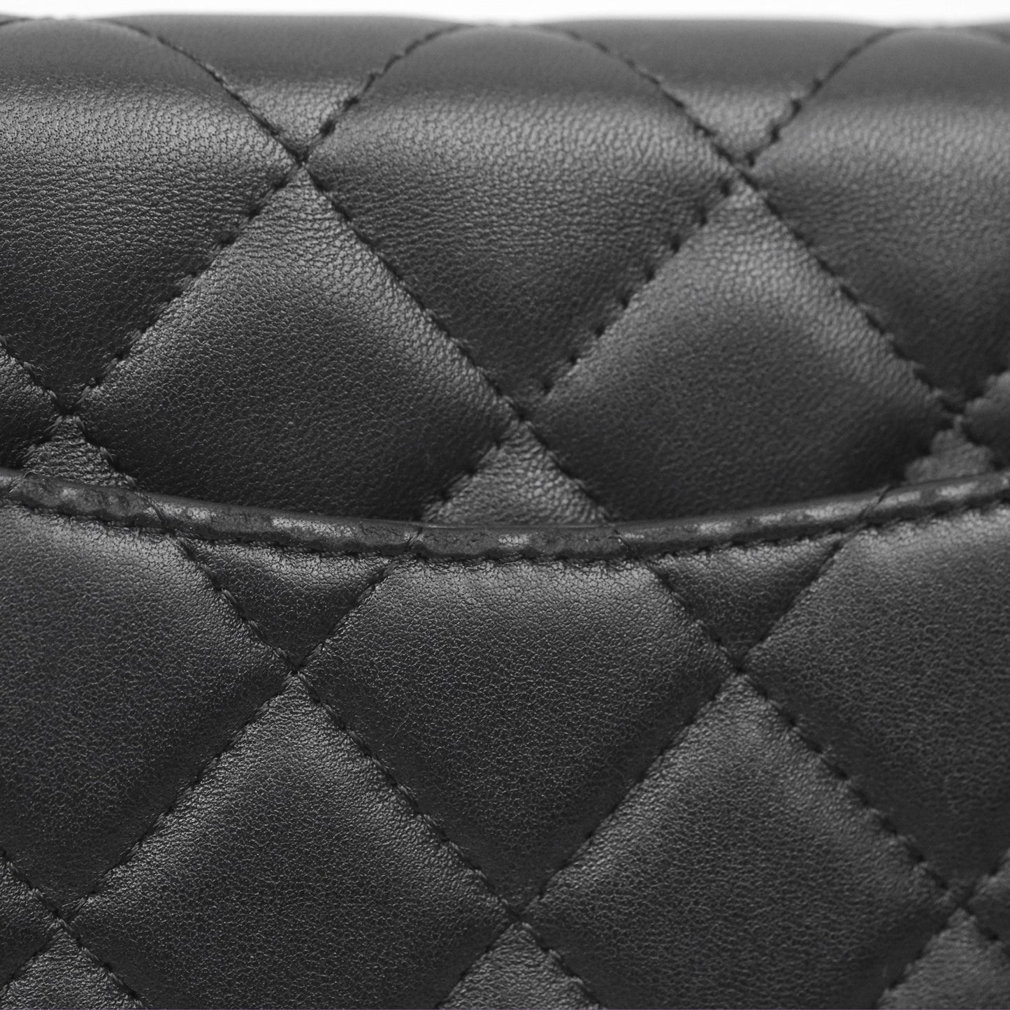 Chanel Quilted Classic Wallet on Chain WOC Black Lambskin Silver Hardware
