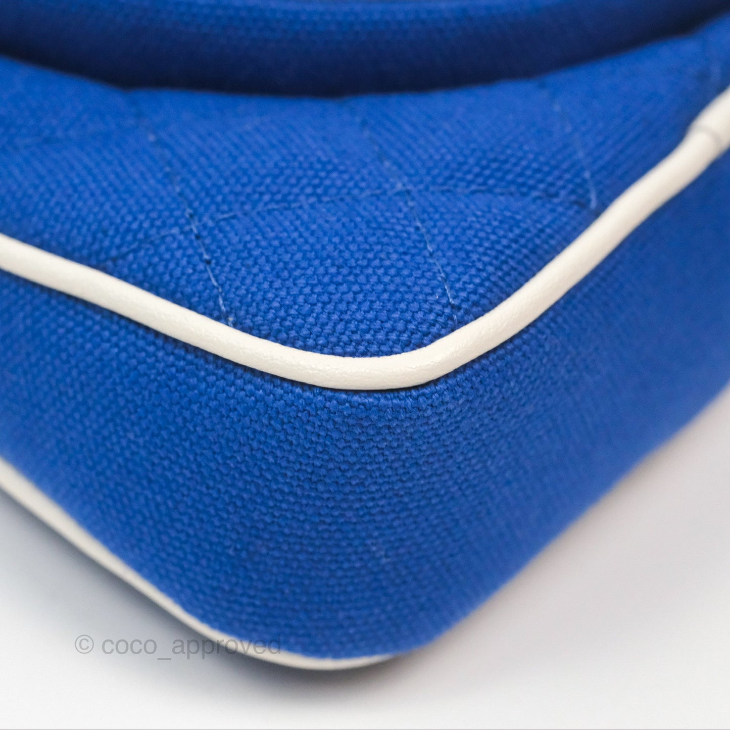 Chanel Mini Tennis Racket Clutch with Chain Blue White Cotton 23C