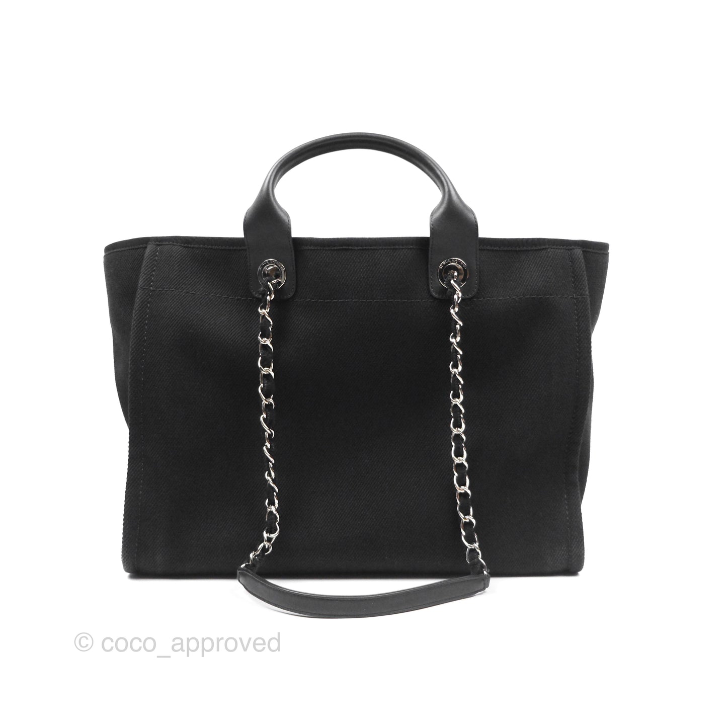 Chanel Medium Deauville Black Canvas Imitation Pearl