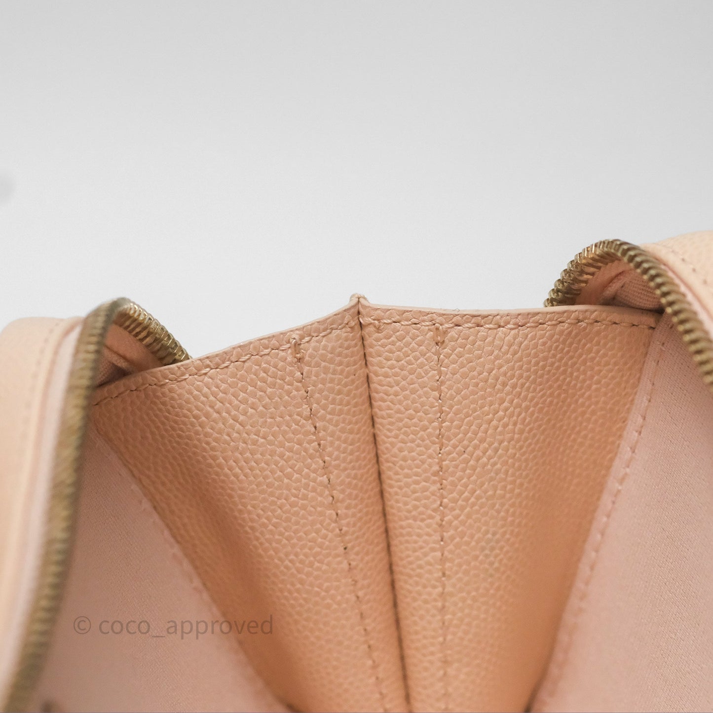 Chanel Quilted Small Like The Wallet Flap Light Beige Pink Caviar Light Gold Hardware 22C