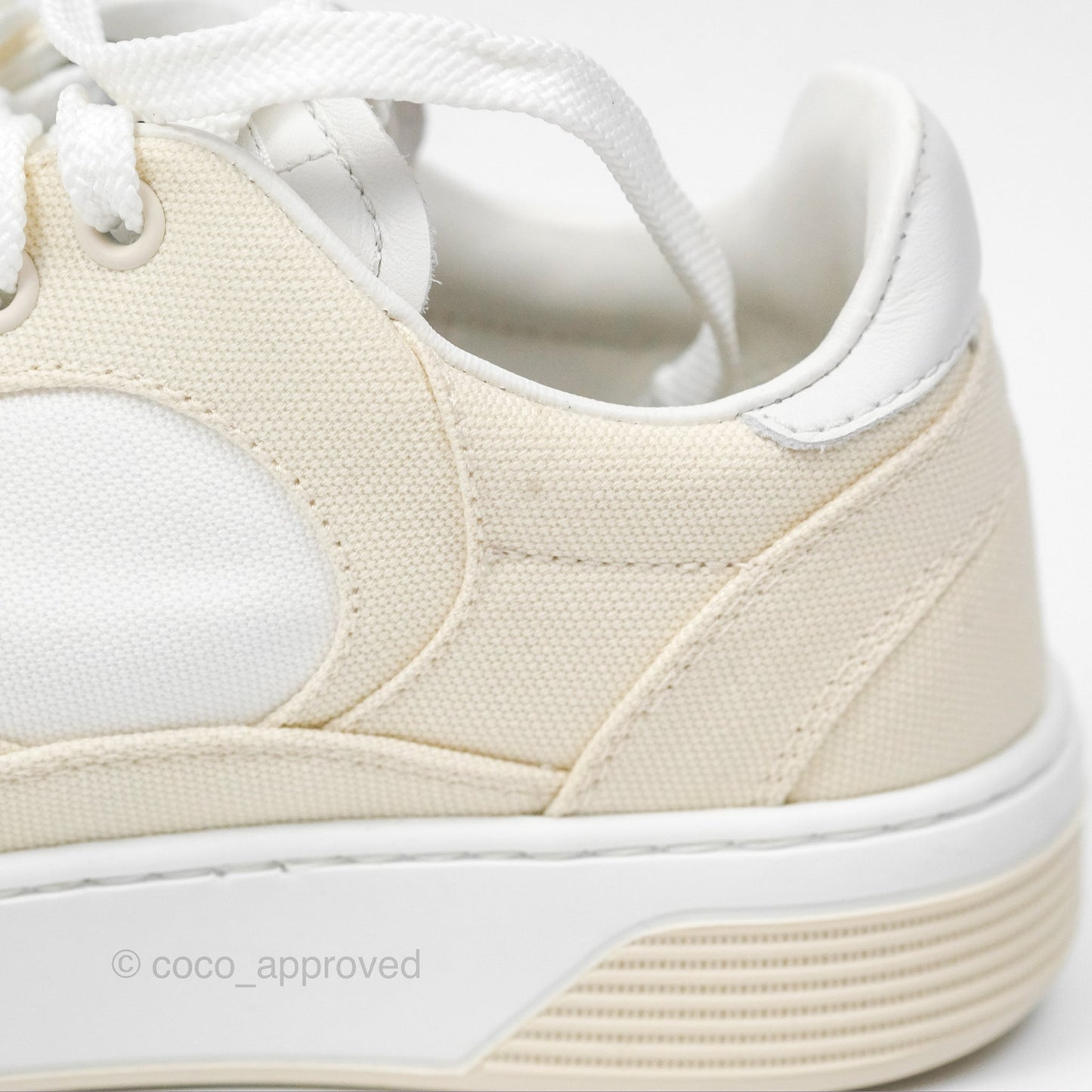 Chanel Ivory Beige White Sneakers Size 37.5